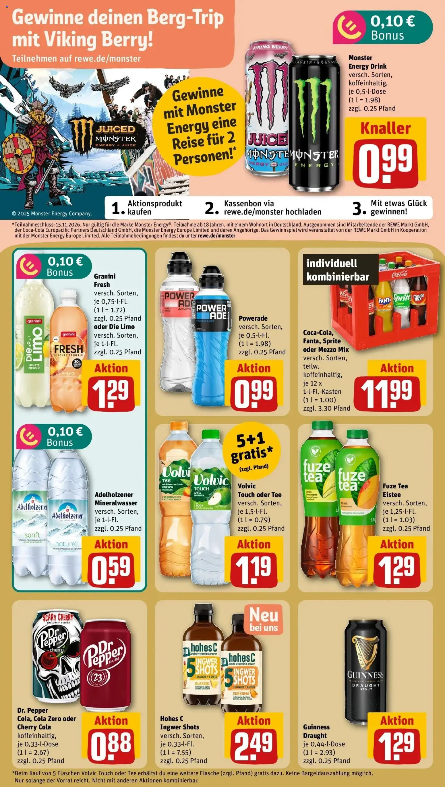 REWE Prospekt ab 26.10.2026 zum Blättern » Angebote | Seite: 14 | Produkte: Sprite, Limette, Oder mezzo mix, Volvic