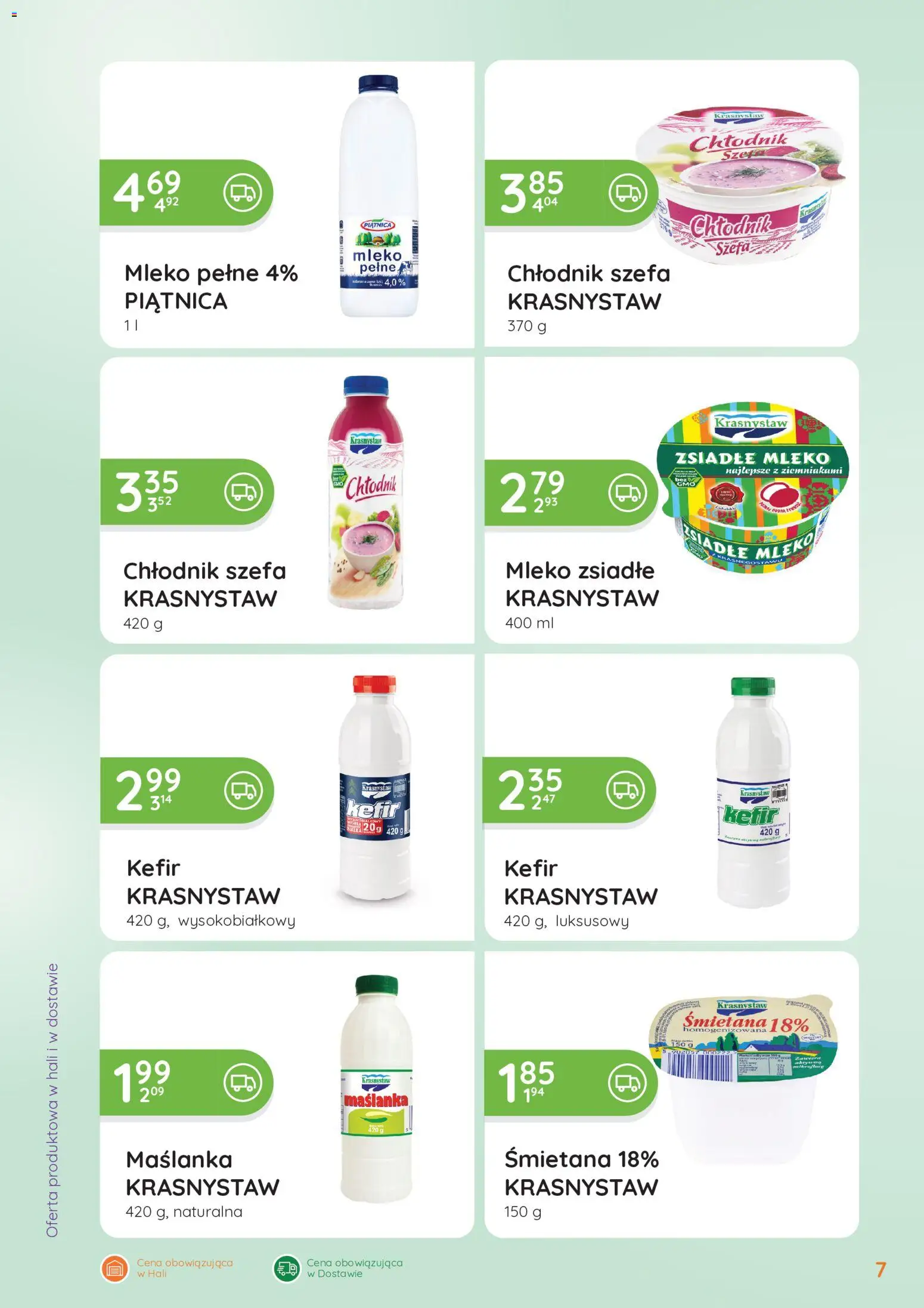Eurocash gazetka - Oferta Handlowa od 29.06.2026 | Strona: 7 | Produkty: Kefir, Maślanka, Zsiadłe mleko, Mleko