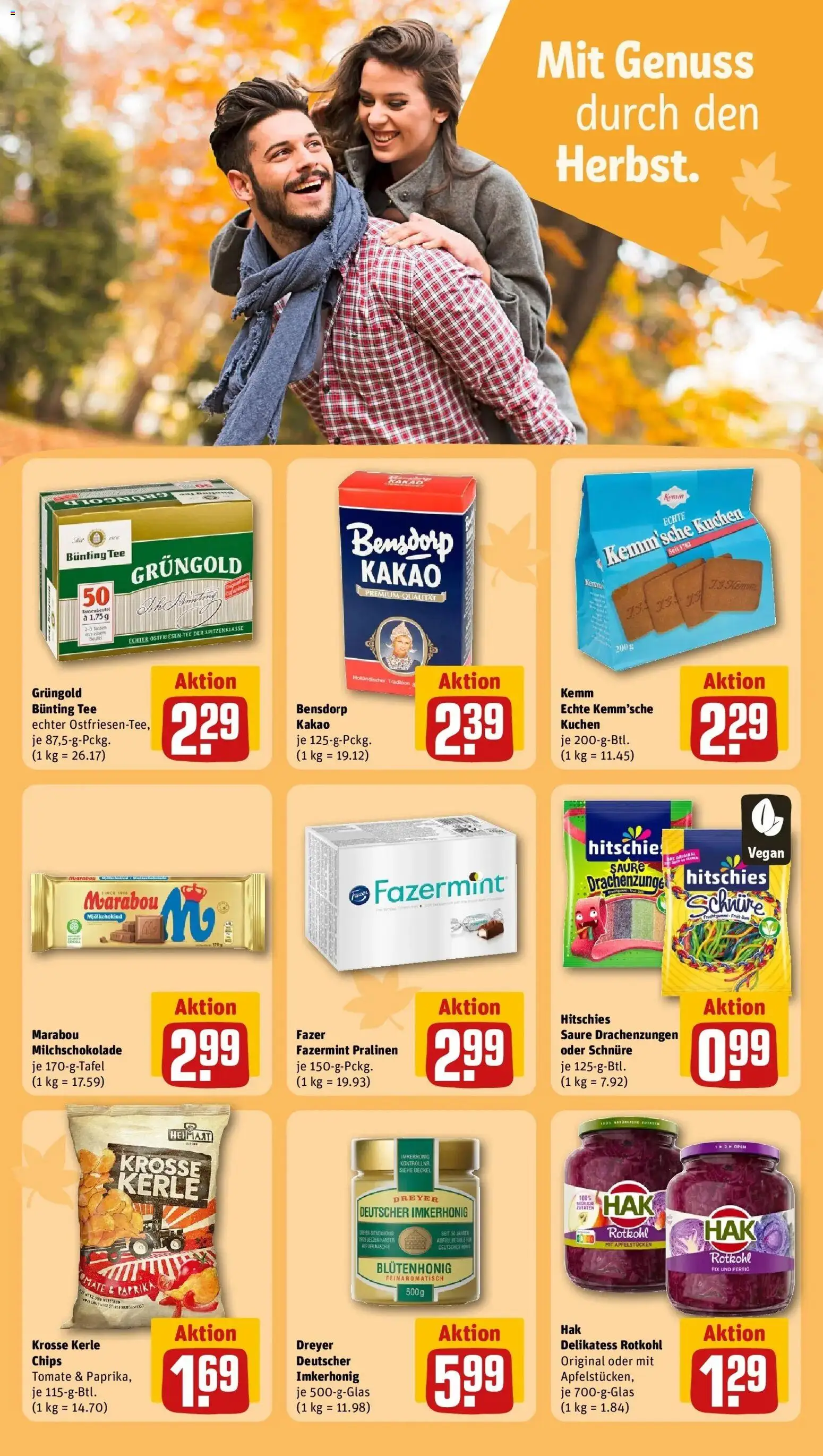 REWE Prospekt ab 05.10.2026 zum Blättern » Angebote | Seite: 18 | Produkte: Rotkohl, Tee, Kuchen, Chips