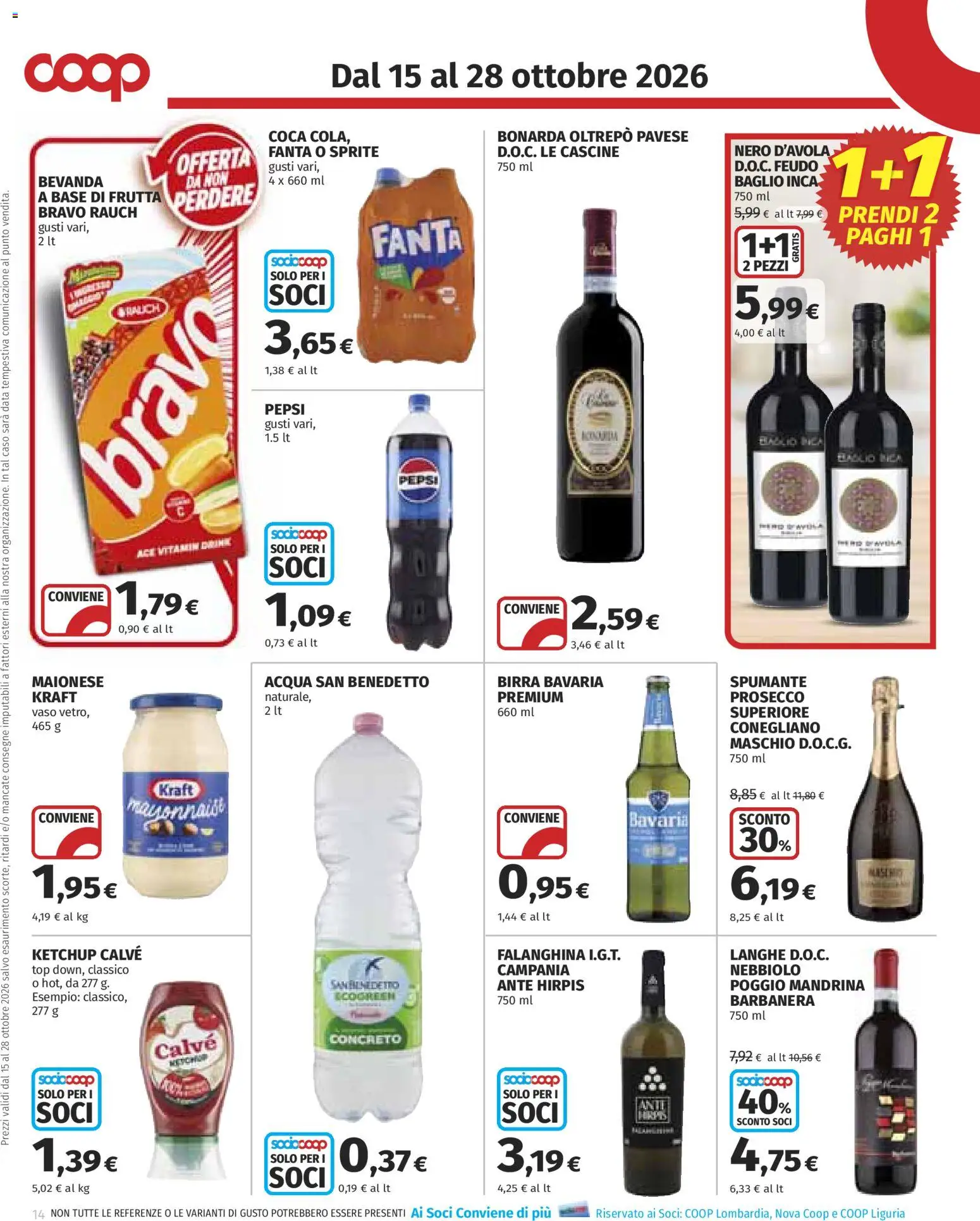 Volantino COOP del 15/10/2026 | Pagina: 14 | Prodotti: Birra, Frutta, Maionese, Vaso