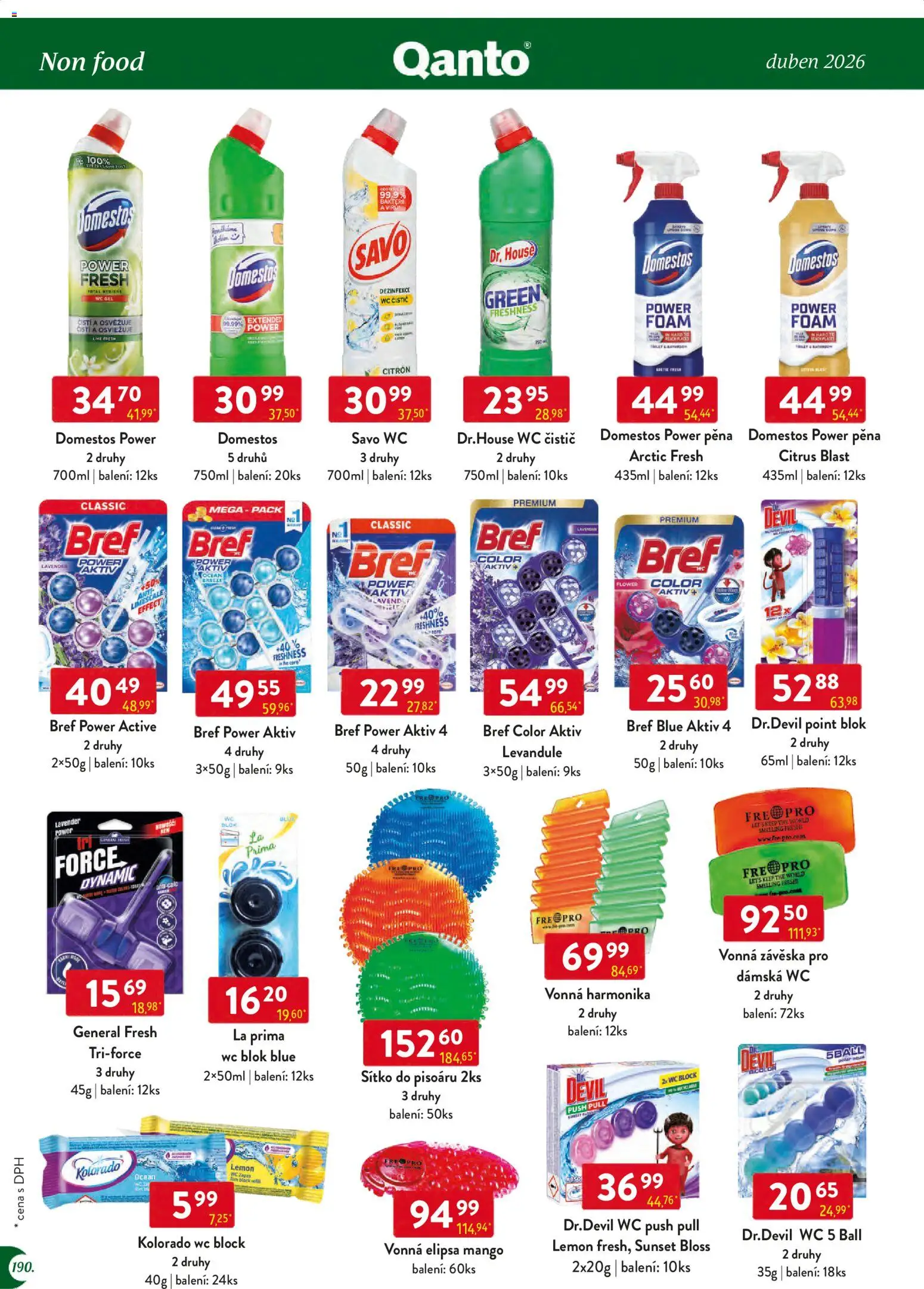 Astur & Qanto leták - Velkoobchod 04/2026 od 01.04.2026 | Strana: 190 | Produkty: Wc blok, Blok, Domestos, Wc