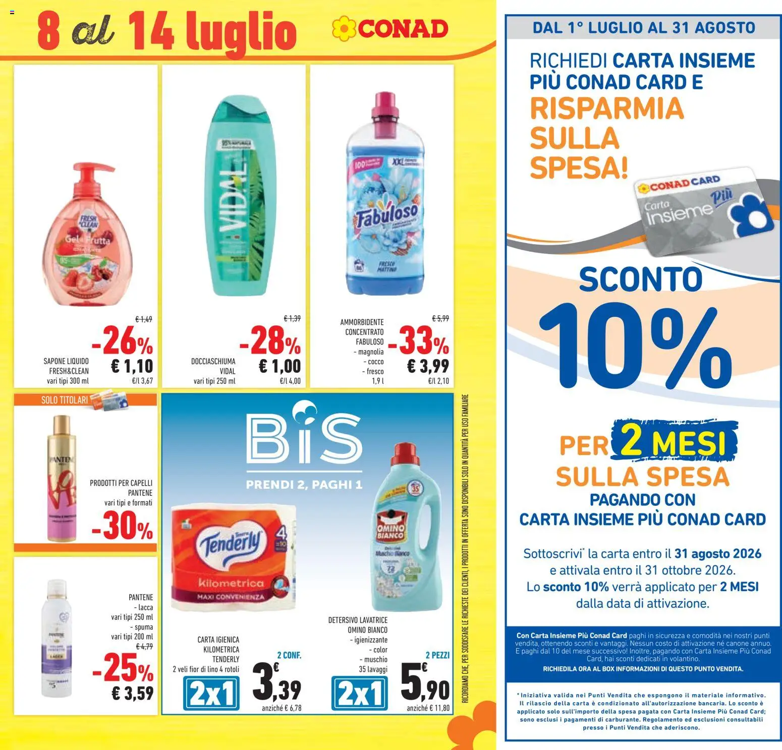 Volantino Conad del 01/07/2026 | Pagina: 39 | Prodotti: Lacca, Carta igienica, Sapone, Ammorbidente