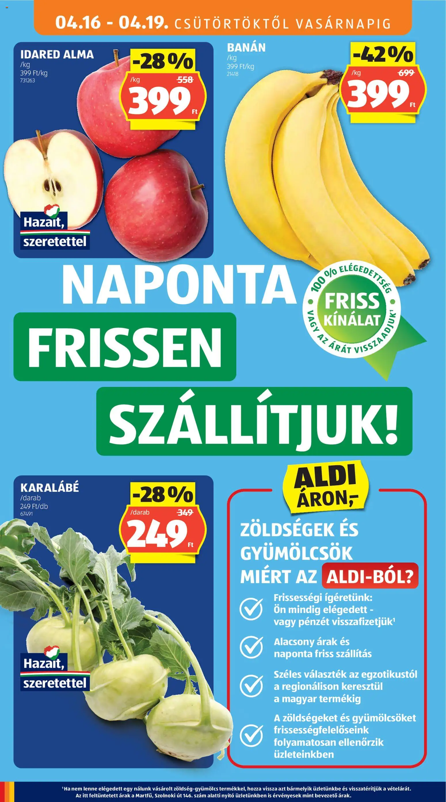 Aldi akciós ujság - amely érvényes a következő dátumtól: 16.04.2026 | Oldal: 8 | Termékek: Alma, Banán