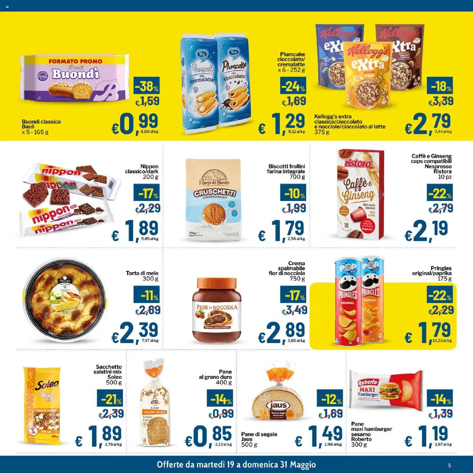 Volantino Qui Discount del 19.05.2026 | Pagina: 5 | Prodotti: Salatini, Farina, Crackers, Torta