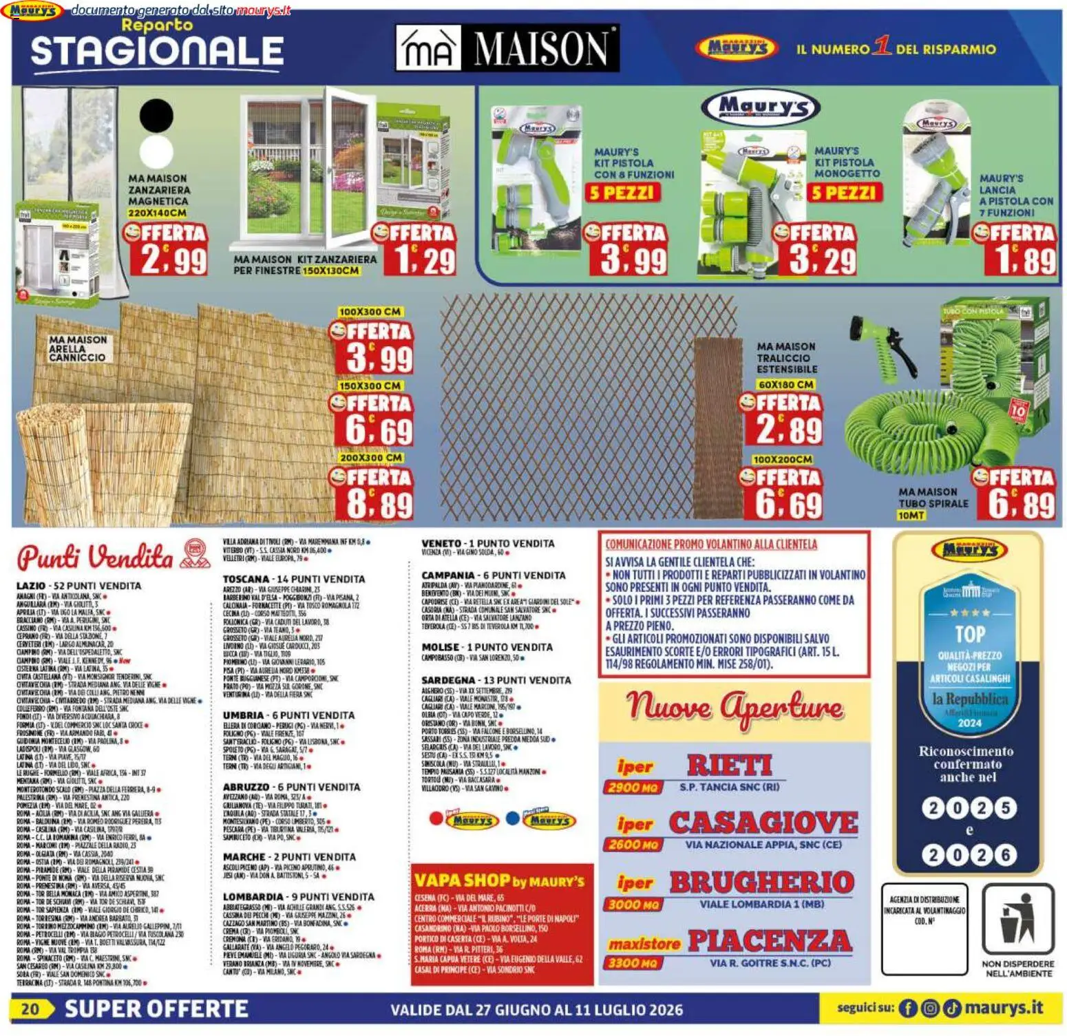 Volantino Maury's del 27/06/2026 | Pagina: 20