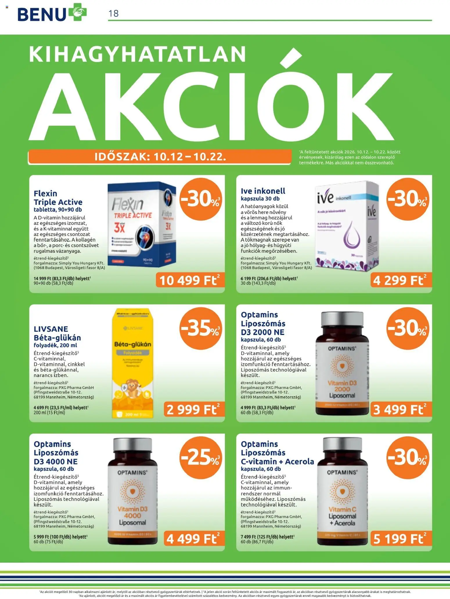 BENU Gyógyszertárak akciós ujság - amely érvényes a következő dátumtól: 2026.10.01. | Oldal: 18 | Termékek: Kapszula, Vitamin, Kollagén, Narancs