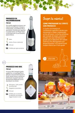 Anteprima del volantino PROSECCO BIO DOC, Prosecco DOC biologico giallo paglierino, con perlage fine e delicato. Aromi di fiori bianchi e frutta, gusto fresco e armonico. Ottimo per occasioni speciali. Vendemmia effettuata senza diserbanti né chimici. 750 ml valido a partire dal 12/01/2026 | Pagina: 52