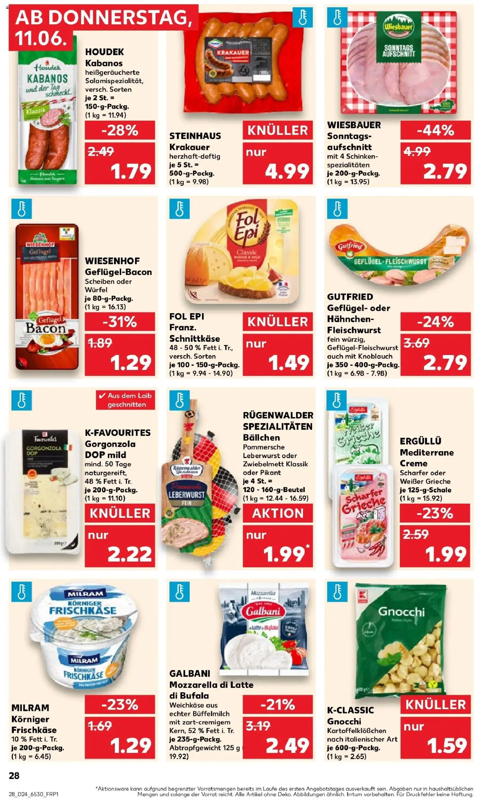 Kaufland Prospekt Großenhain – gültig ab 11.06.2026 | Seite: 28 | Produkte: Hahnchen, Mozzarella, Knoblauch, Schinken