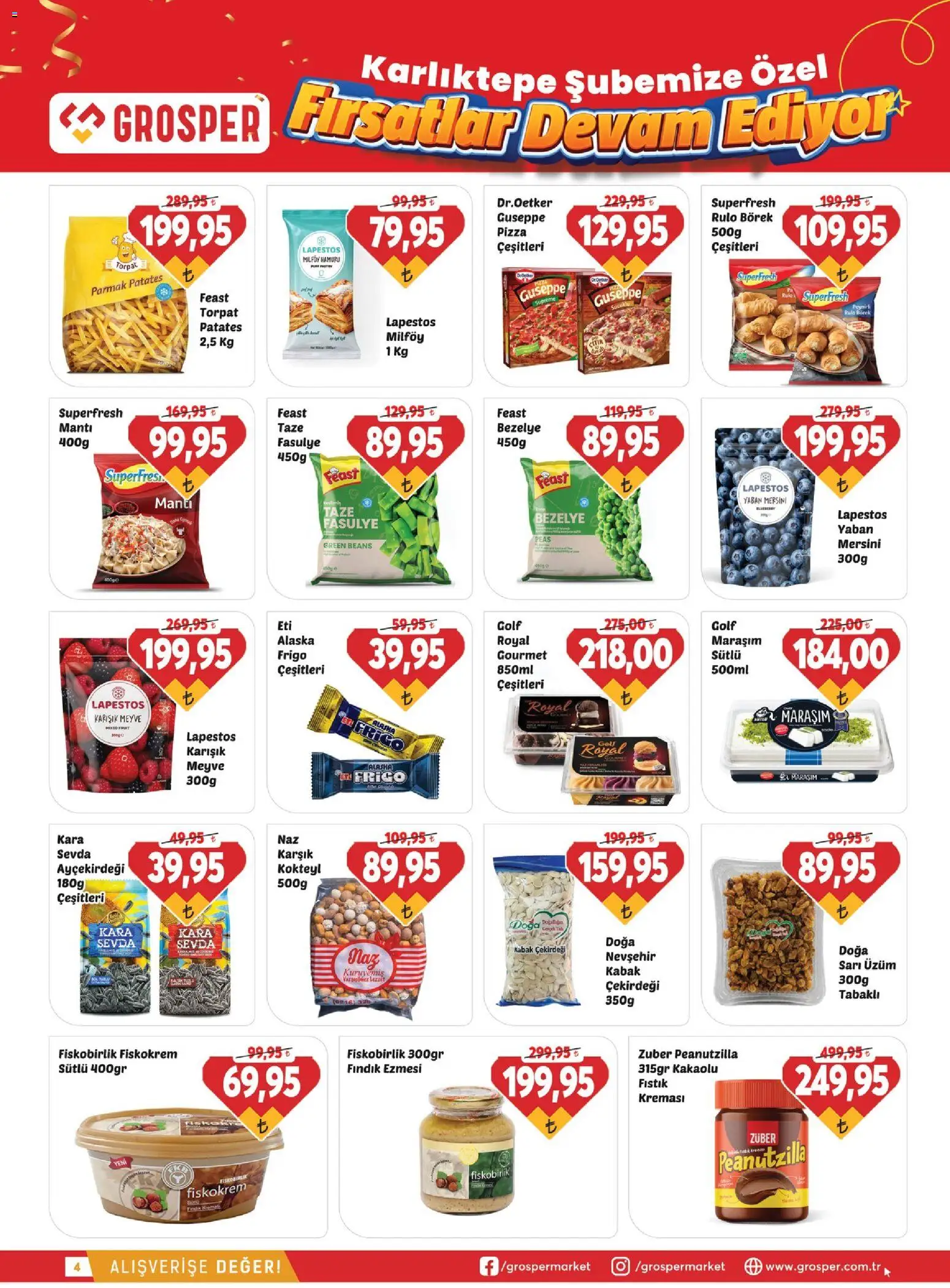 Grosper Katalog - 12 Ağustos 2026 tarihinden itibaren geçerlidir | Sayfa: 4 | Ürünler: Kabak, Taze Fasulye, Pizza, Yaban mersini