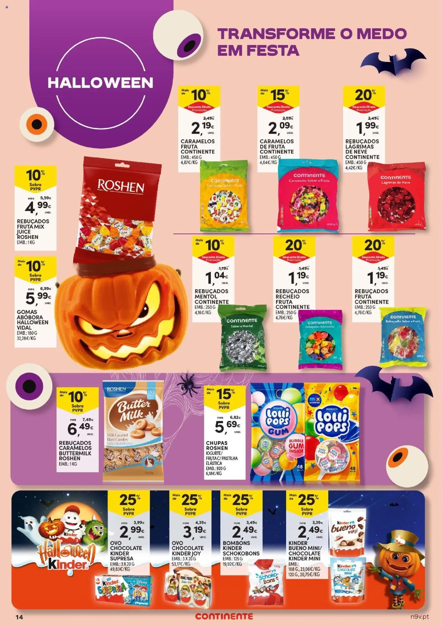 Continente folheto Açores │ válido de 15/10/2026 | Página: 14 | Produtos: Rebuçados, Chocolate, Abóbora, Gomas