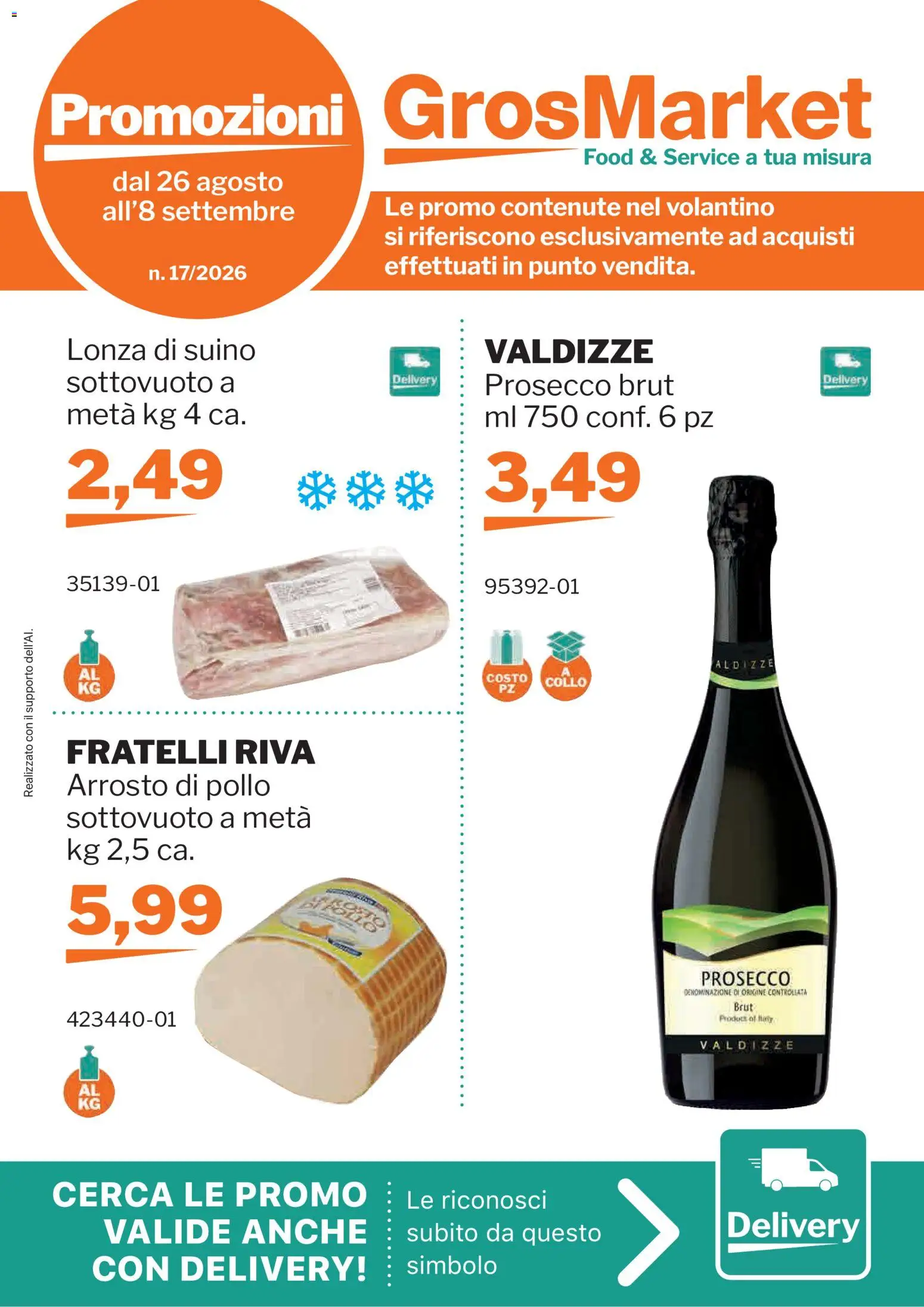 Volantino Sogegross del 26/08/2026 | Pagina: 1 | Prodotti: Arrosto, Prosecco, Suino, Collo
