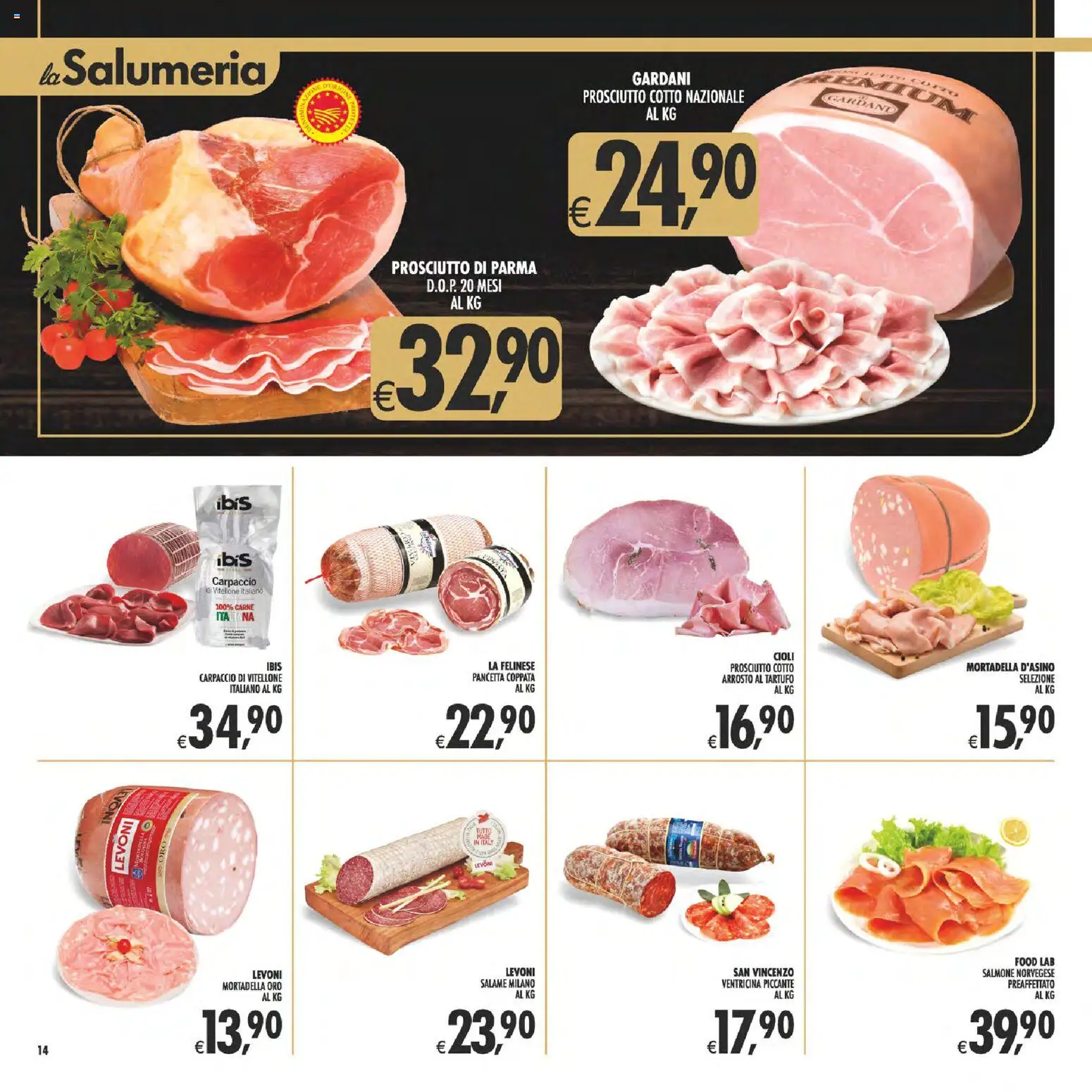 Volantino Decò del 23/10/2026 | Pagina: 14 | Prodotti: Arrosto, Prosciutto di Parma, Prosciutto Cotto, Mortadella