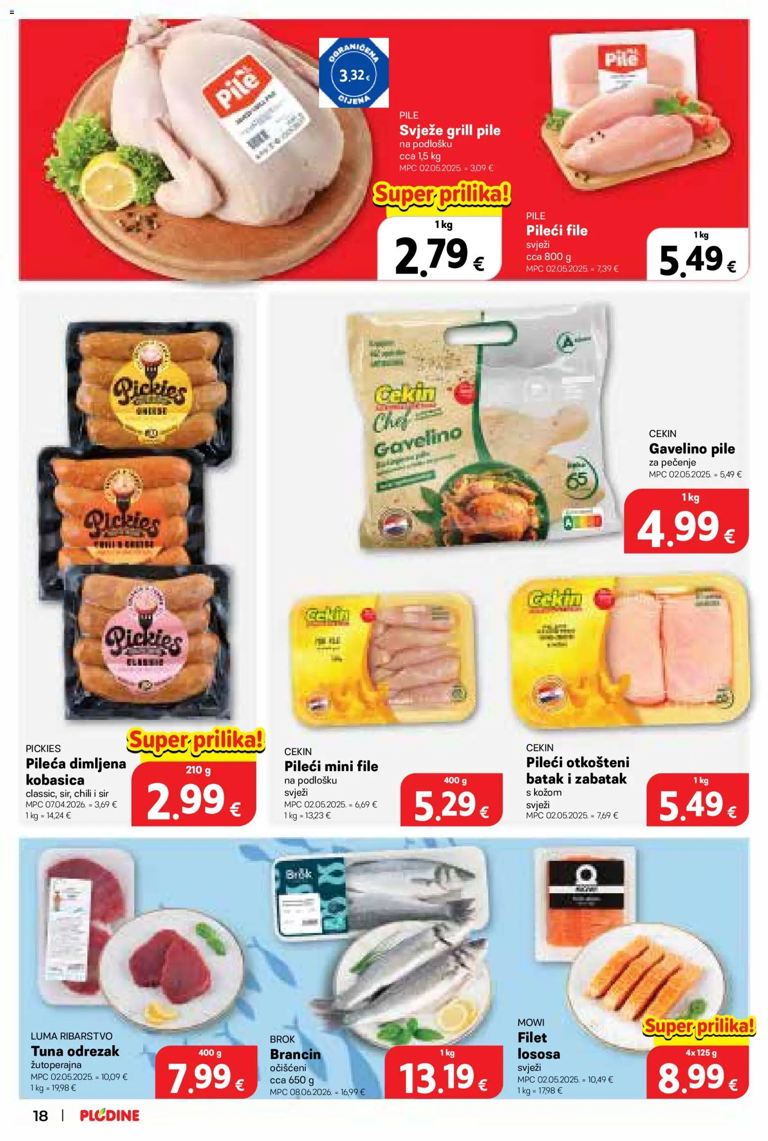 Plodine katalog | vrijedi od 09.09.2026 | Stranica: 18 | Proizvodi: Odrezak, Pileći file, Grill, Kobasica