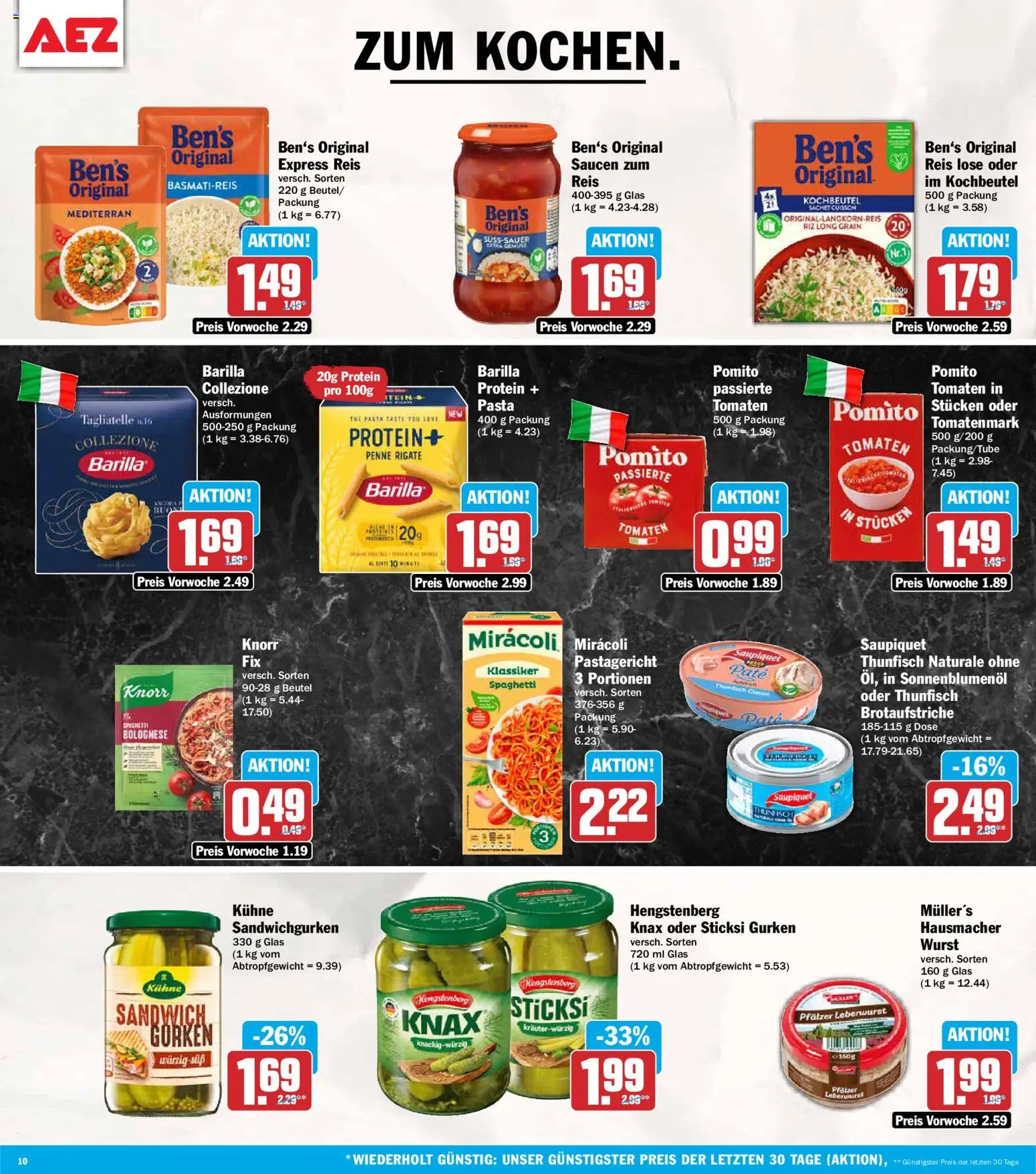AEZ Prospekt – gültig ab 13.07.2026 | Seite: 10 | Produkte: Barilla, Tomaten, Gemüse, Wurst