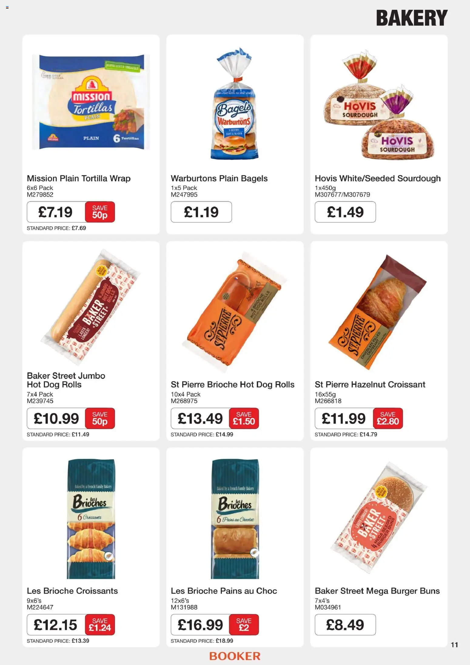 {H1} | Page: 11 | Products: Tortilla, Burger, Chocolate, Bakery