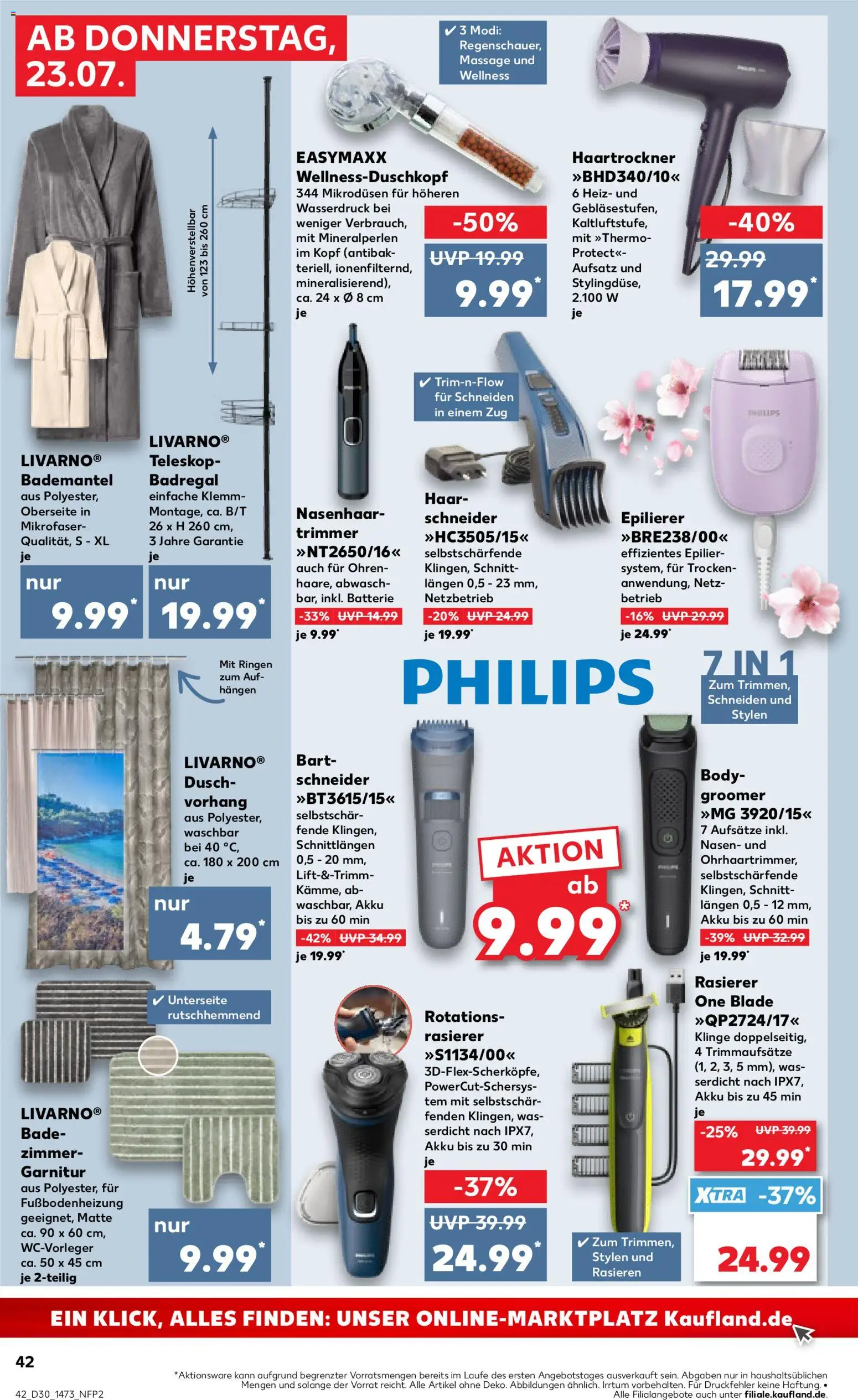 Kaufland Prospekt Jena – gültig ab 23.07.2026 | Seite: 42 | Produkte: Haartrockner, Badregal, Vorhang, Bademantel