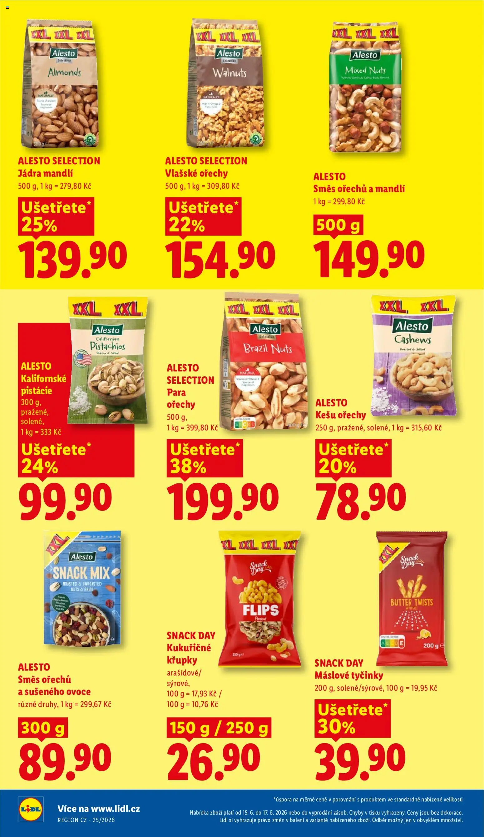 Lidl leták od 15.06.2026 | Strana: 20 | Produkty: Kešu ořechy, Ořechy, Směs ořechů, Křupky