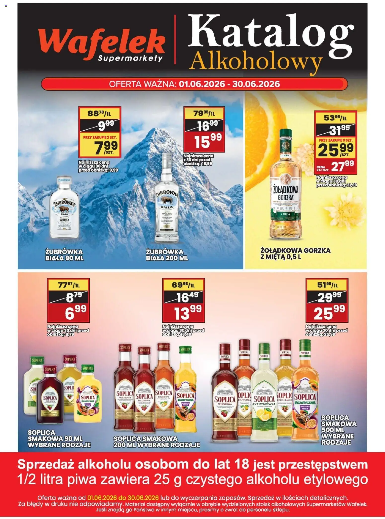 Wafelek gazetka alkoholowa od 01.06.2026 | Strona: 2 | Produkty: Mięta, Żubrówka, Wódka