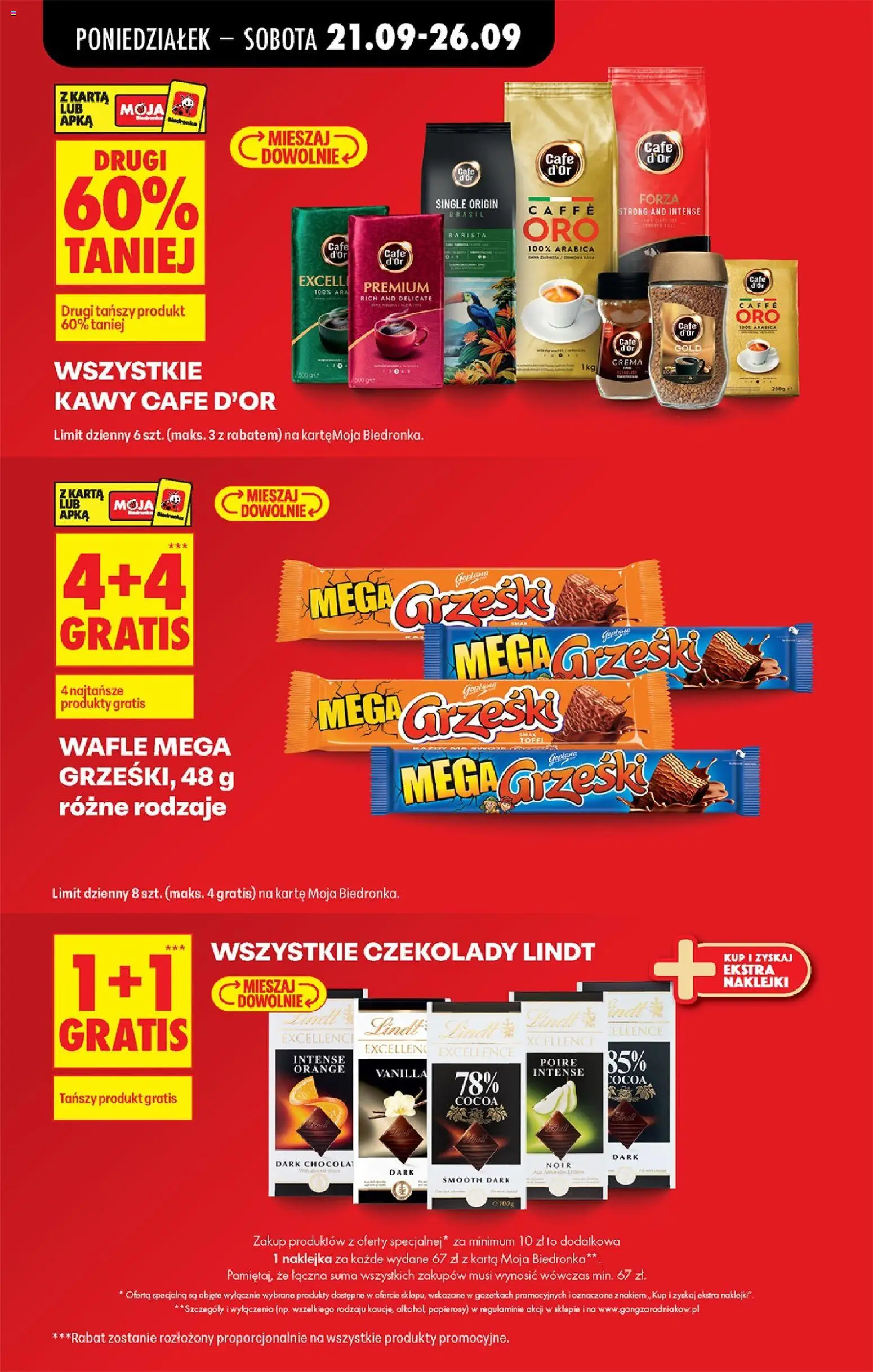 Biedronka gazetka od poniedziałku od 21.09.2026 | Strona: 17 | Produkty: Lindt, Czekolady, Wafle, Naklejki