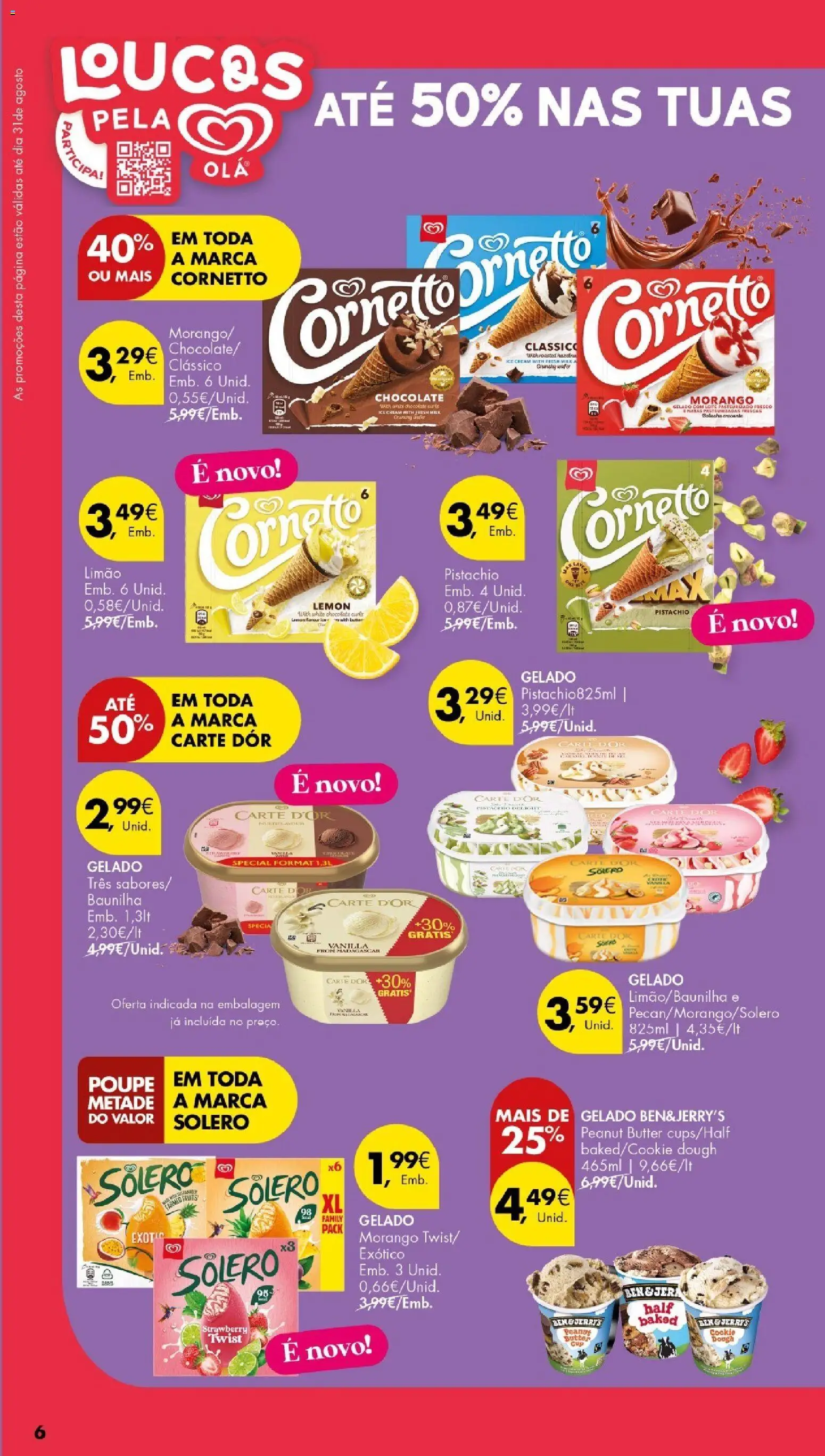 Pingo Doce Especial Gelados Açores │ válido de 23/07/2026 | Página: 6 | Produtos: Gelado, Leite, Chocolate