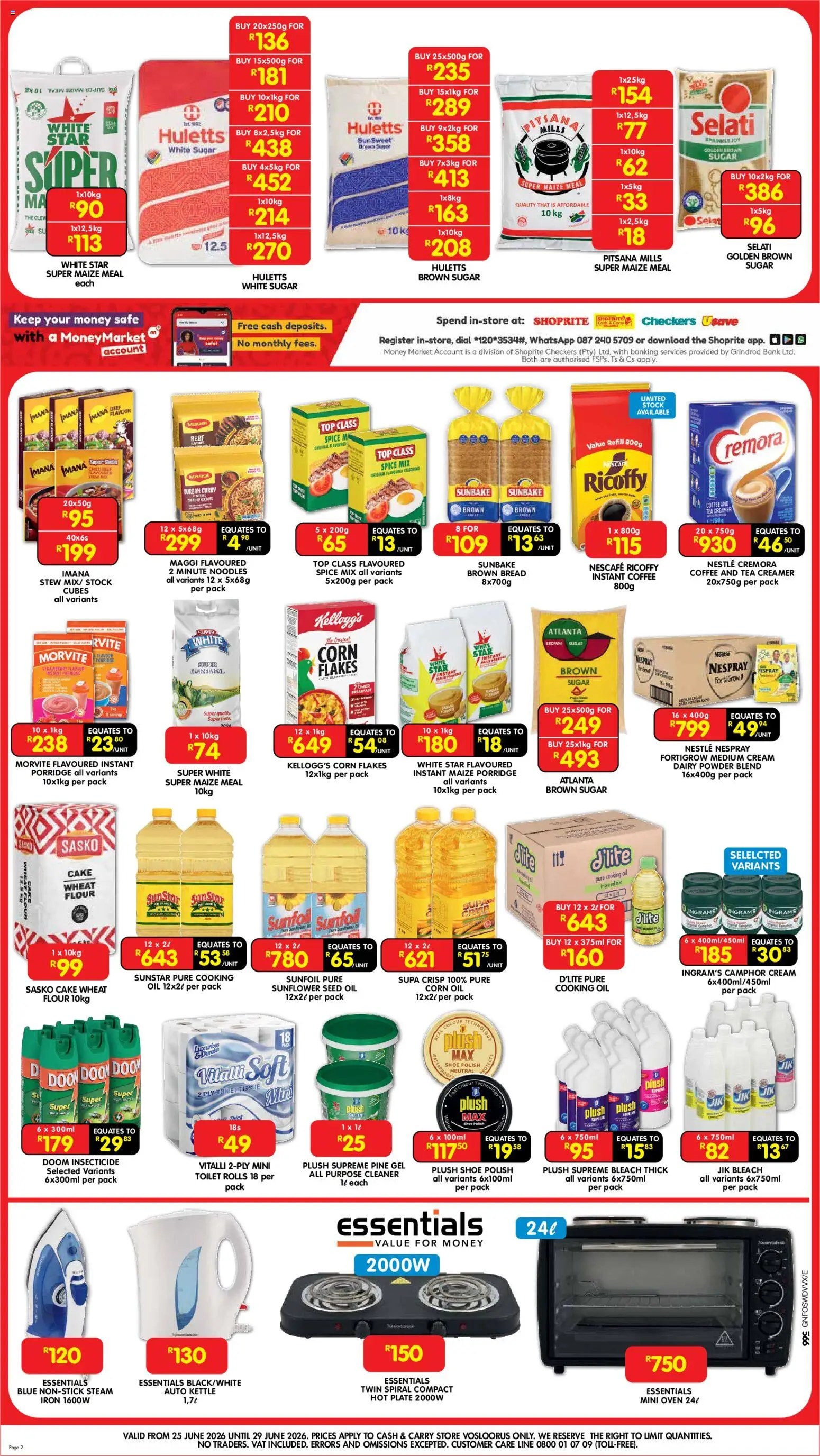 New Shoprite catalogue – valid from 25/06/2026 | Page: 2 | Products: Corn, Oil, Tea, Flakes
