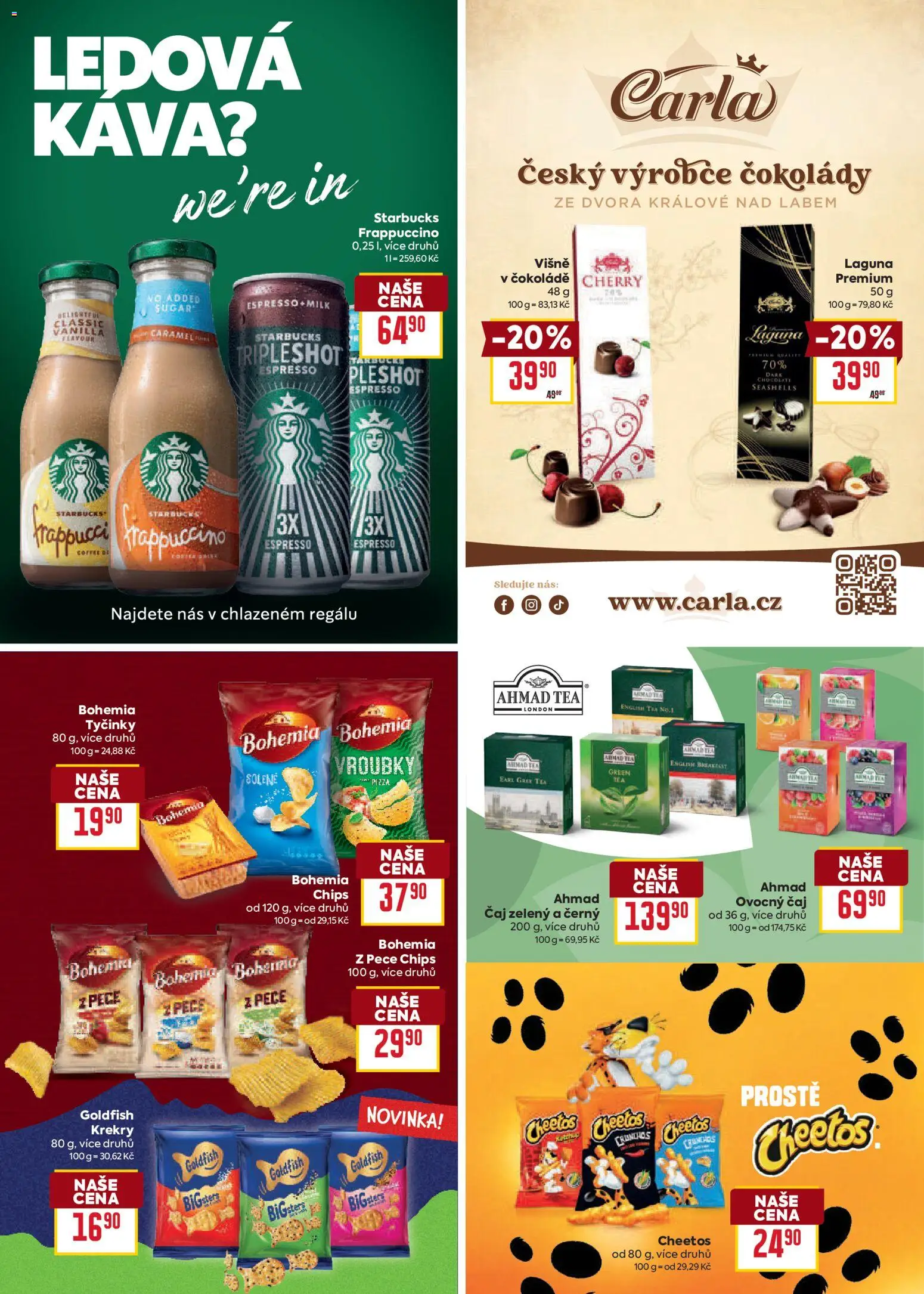 Billa leták - Vaše oblíbené značky od 12.08.2026 | Strana: 20 | Produkty: Ledová káva, Starbucks, Pizza, Cheetos