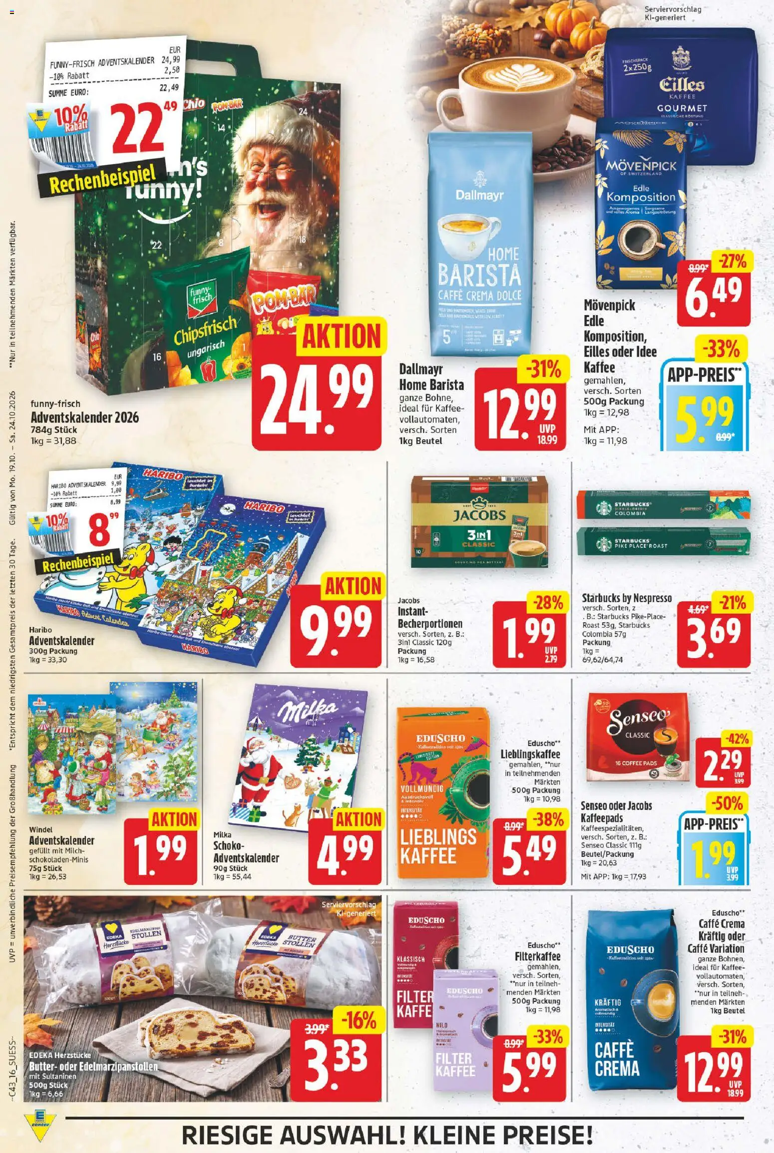 E center Prospekt – gültig ab 19.10.2026 | Seite: 18 | Produkte: Kaffeepads, Starbucks, Milka, Eduscho