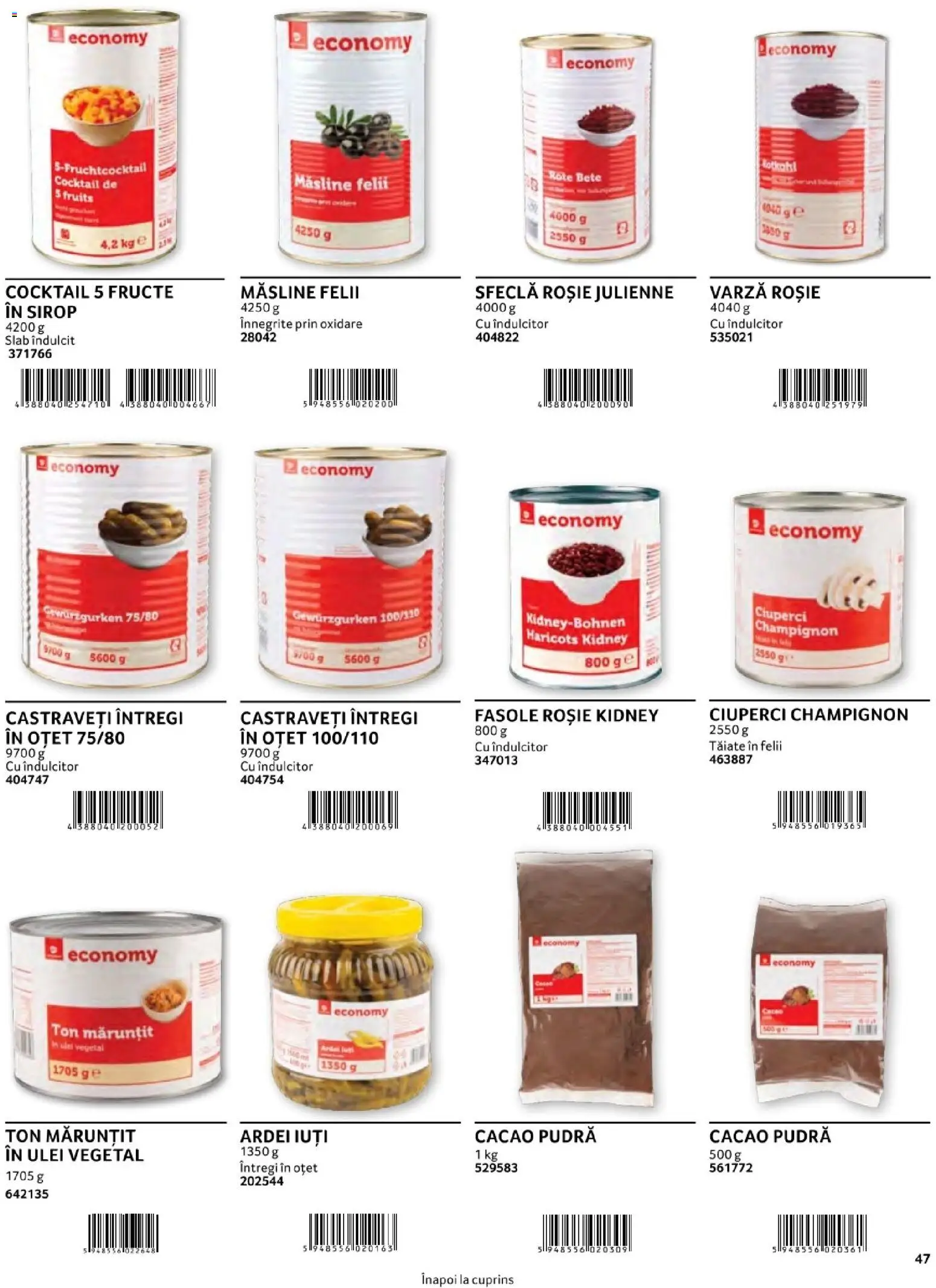 Noul catalog Selgros – valabil de la 01.08.2026 | Pagină: 47 | Produse: Măsline, Ciuperci, Ardei, Pudră
