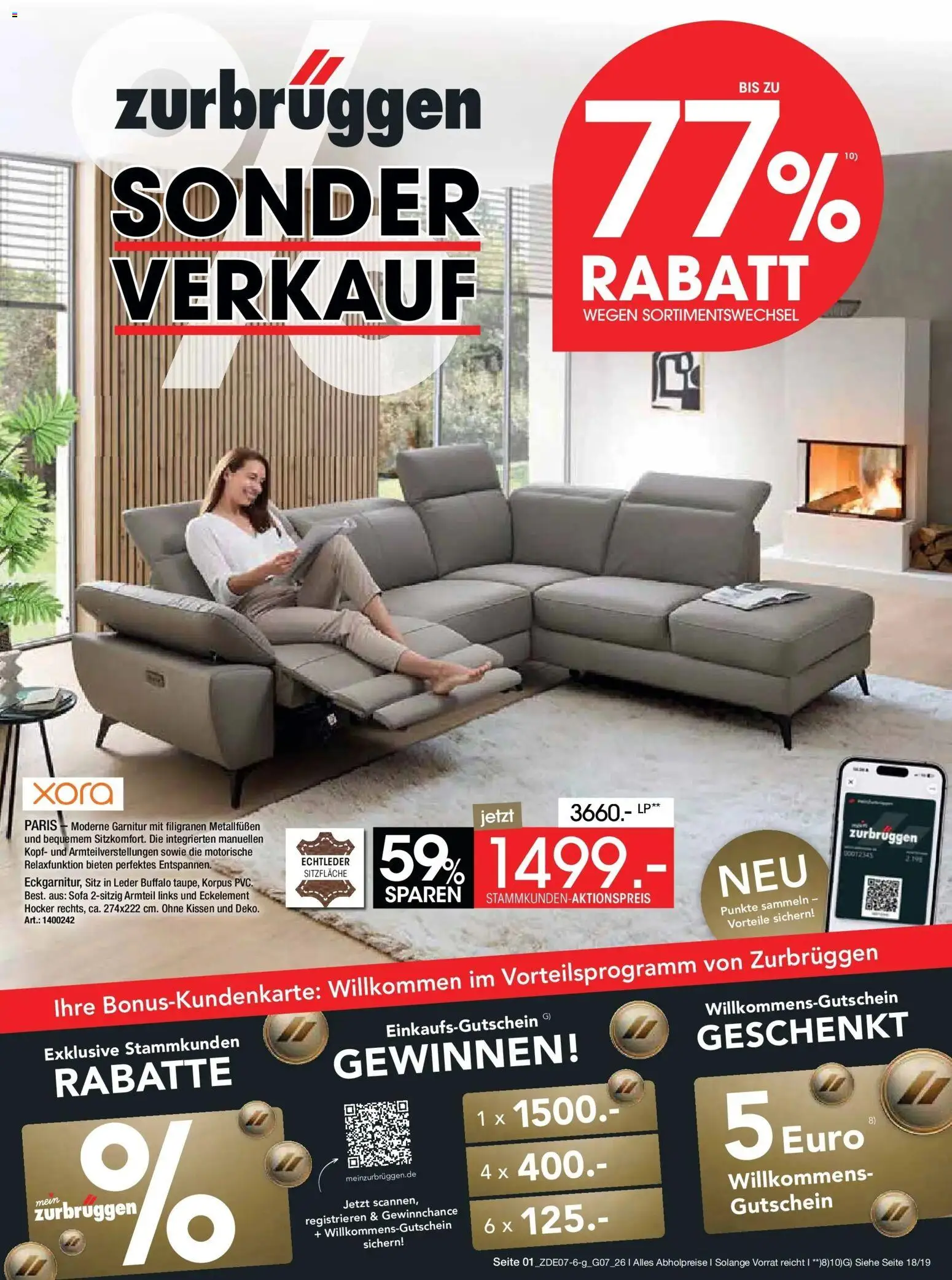 Zurbrüggen Sonderverkauf – gültig ab 09.07.2026 | Seite: 1 | Produkte: Hocker, Kissen, Sofa