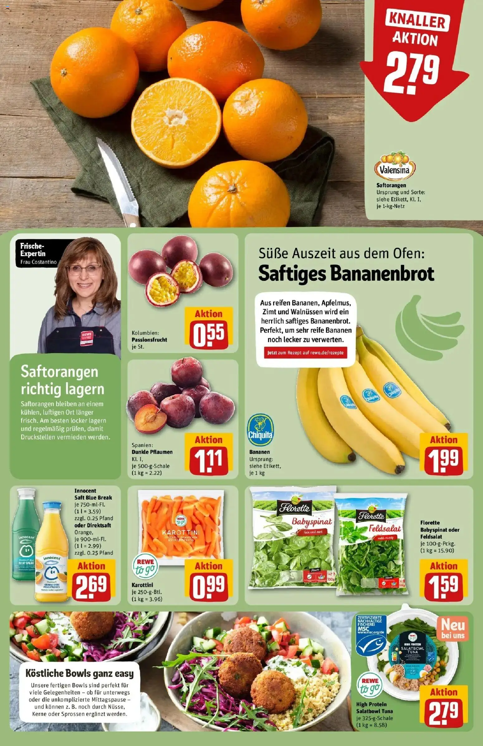 REWE Prospekt ab 12.10.2026 zum Blättern » Angebote | Seite: 4 | Produkte: Ofen, Pflaumen, Bananen, Saft