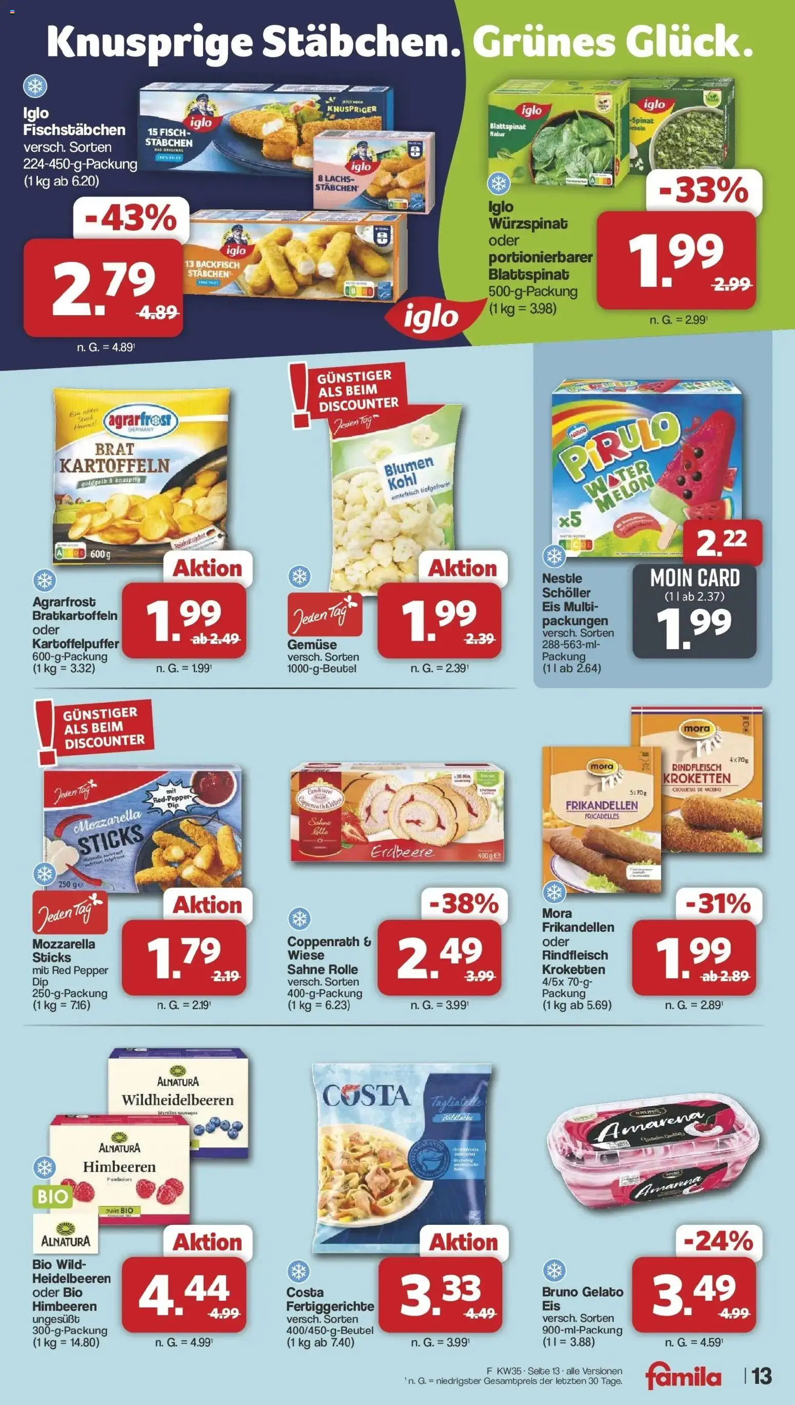Famila Nordwest Wochenangebote (ab 24.08.2026) zum Blättern | Seite: 15 | Produkte: Mozzarella, Lachs, Fischstabchen, Gemüse