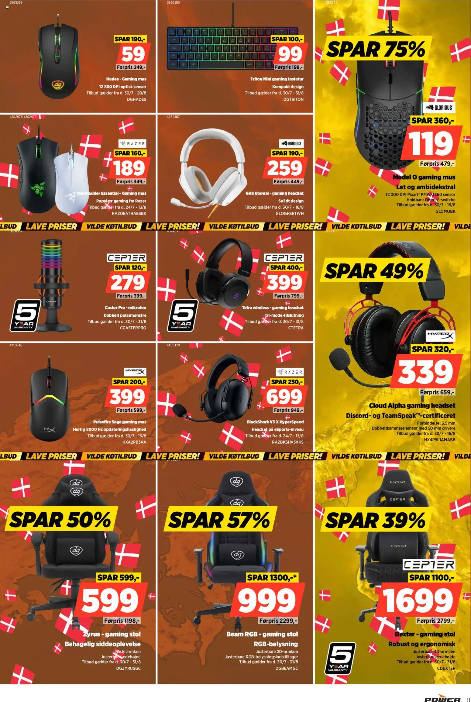 Power tilbudsavis – gyldig fra 07/08/2026 | Side: 11 | Produkter: Stol, Mus, Gaming mus, Mikrofon