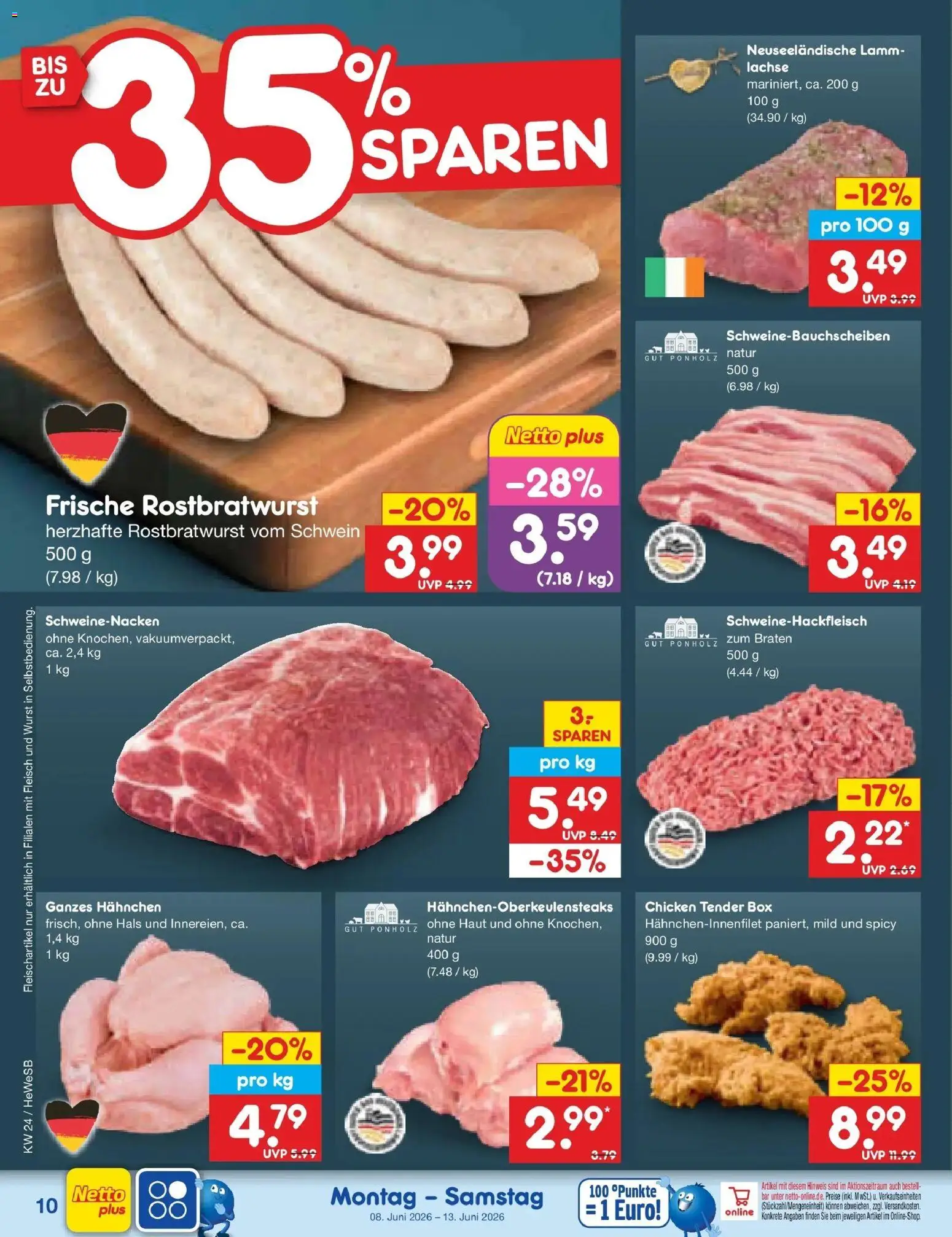Netto Marken-Discount Prospekt Hamburg – gültig ab 08.06.2026 | Seite: 16 | Produkte: Hahnchen, Box, Schweinenacken, Wurst