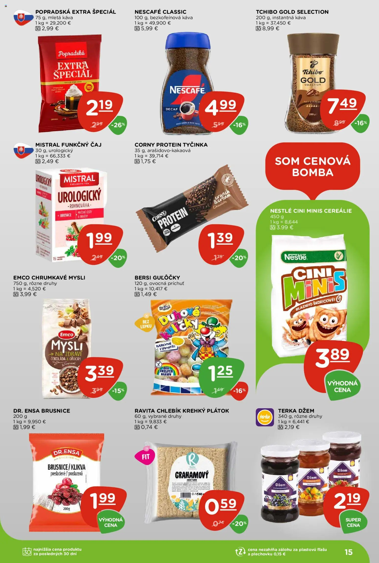 Nové Terno akcie – leták je platný od 08.10.2026 | Strana: 15 | Produkty: Čaj, Čokoláda, Mletá káva, Nescafé Classic