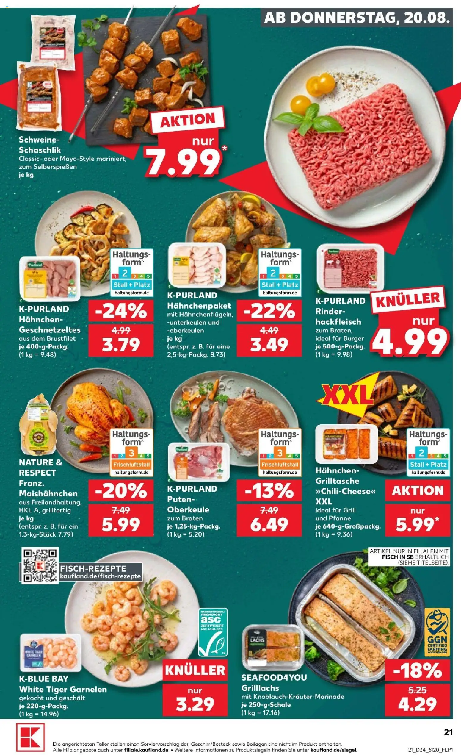 Kaufland Prospekt Bremen – gültig ab 20.08.2026 | Seite: 23 | Produkte: Grill, Hahnchen, Tiger garnelen, Hackfleisch