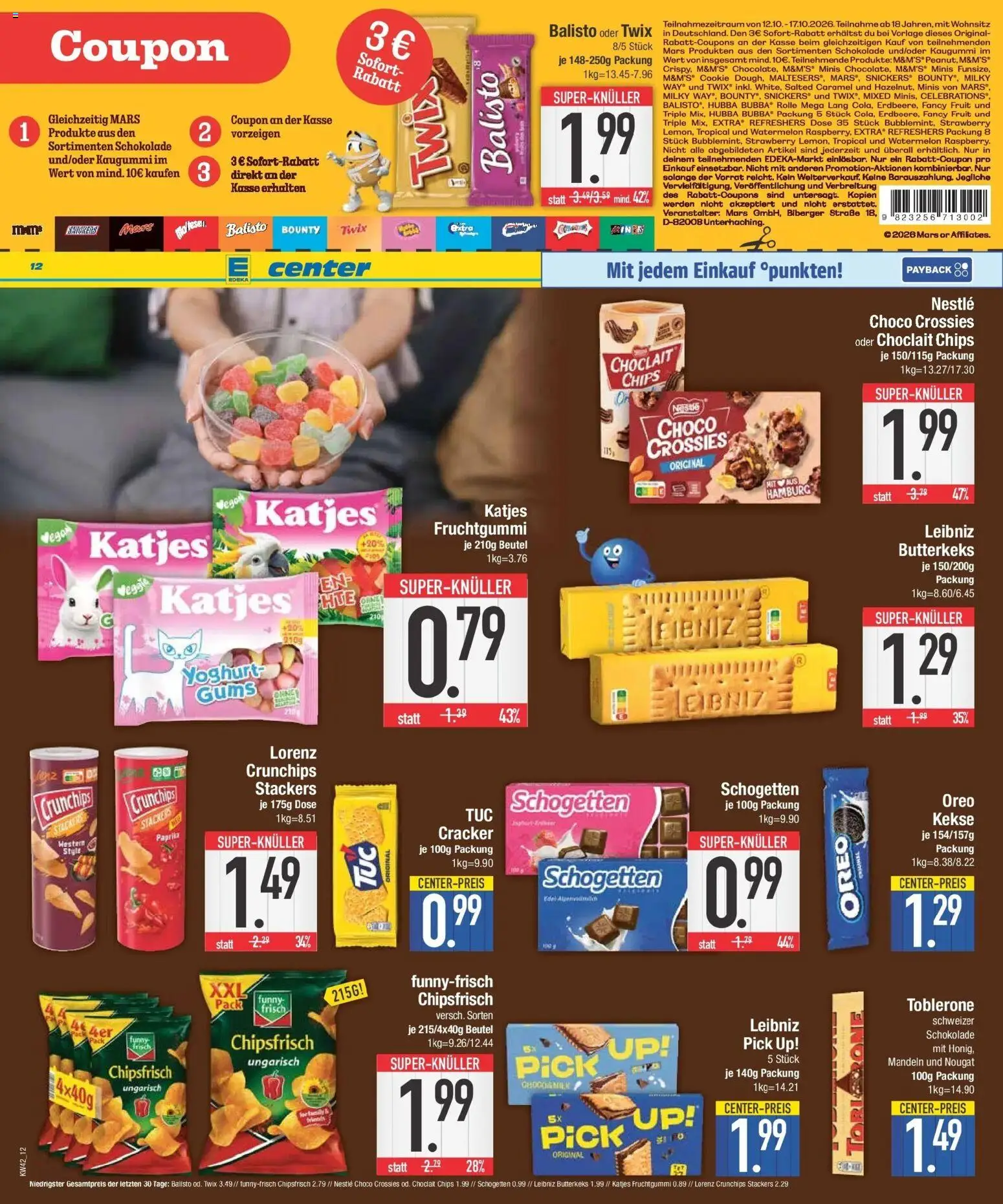 E center Prospekt Dorfen (ab 12.10.2026) zum Blättern | Seite: 12 | Produkte: Kaugummi, Katjes, Mars, Schogetten