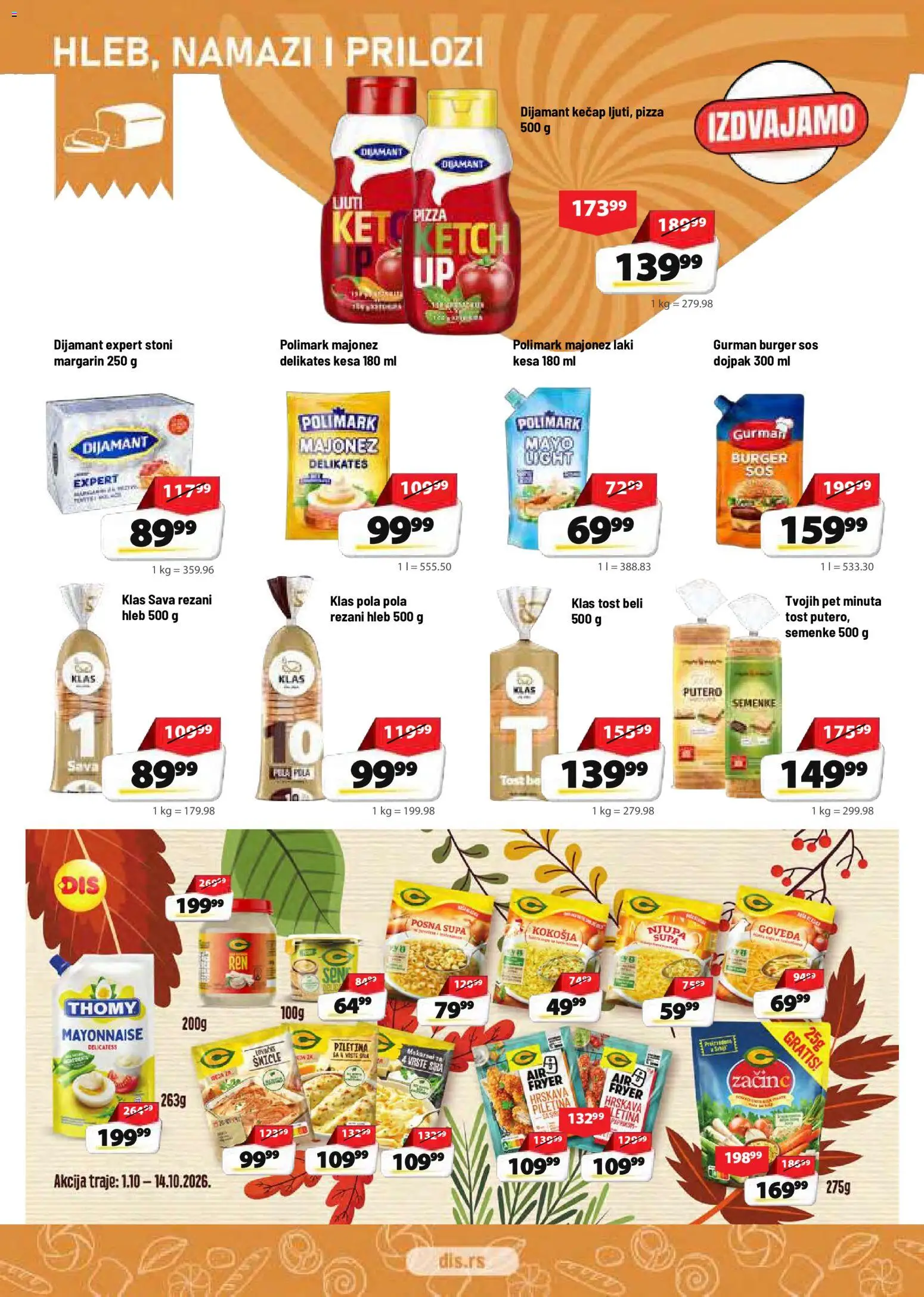 Super DIS katalog - važi od 01.10.2026 | Strana: 6 | Proizvode: Majonez, Burger, Margarin, Tost
