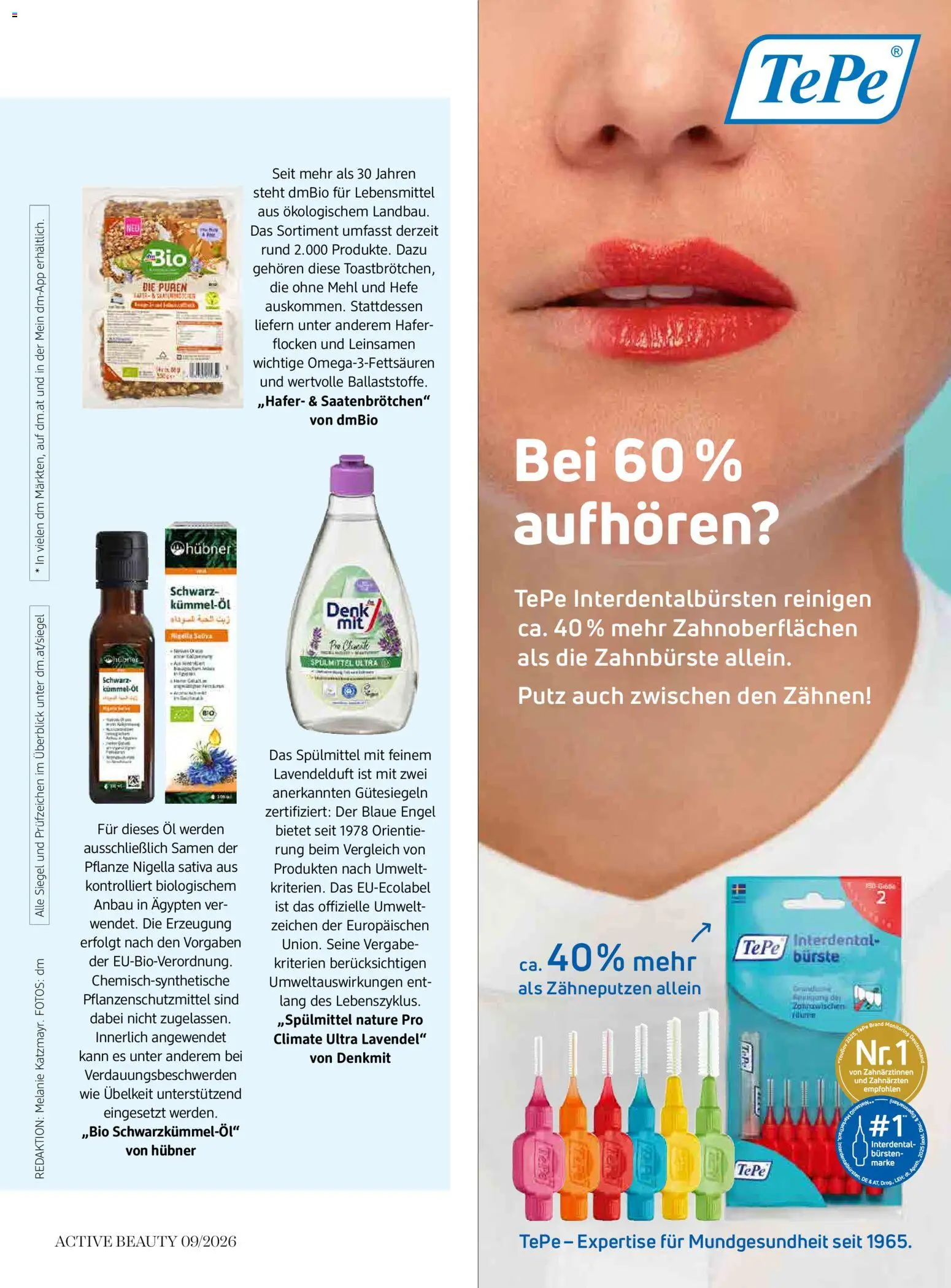 dm drogerie markt Active Beauty Magazin 09/2026 gültig ab 01.09.2026 | Seite: 109 | Produkte: Flocken, Mehl, Öl, Zahnbürste