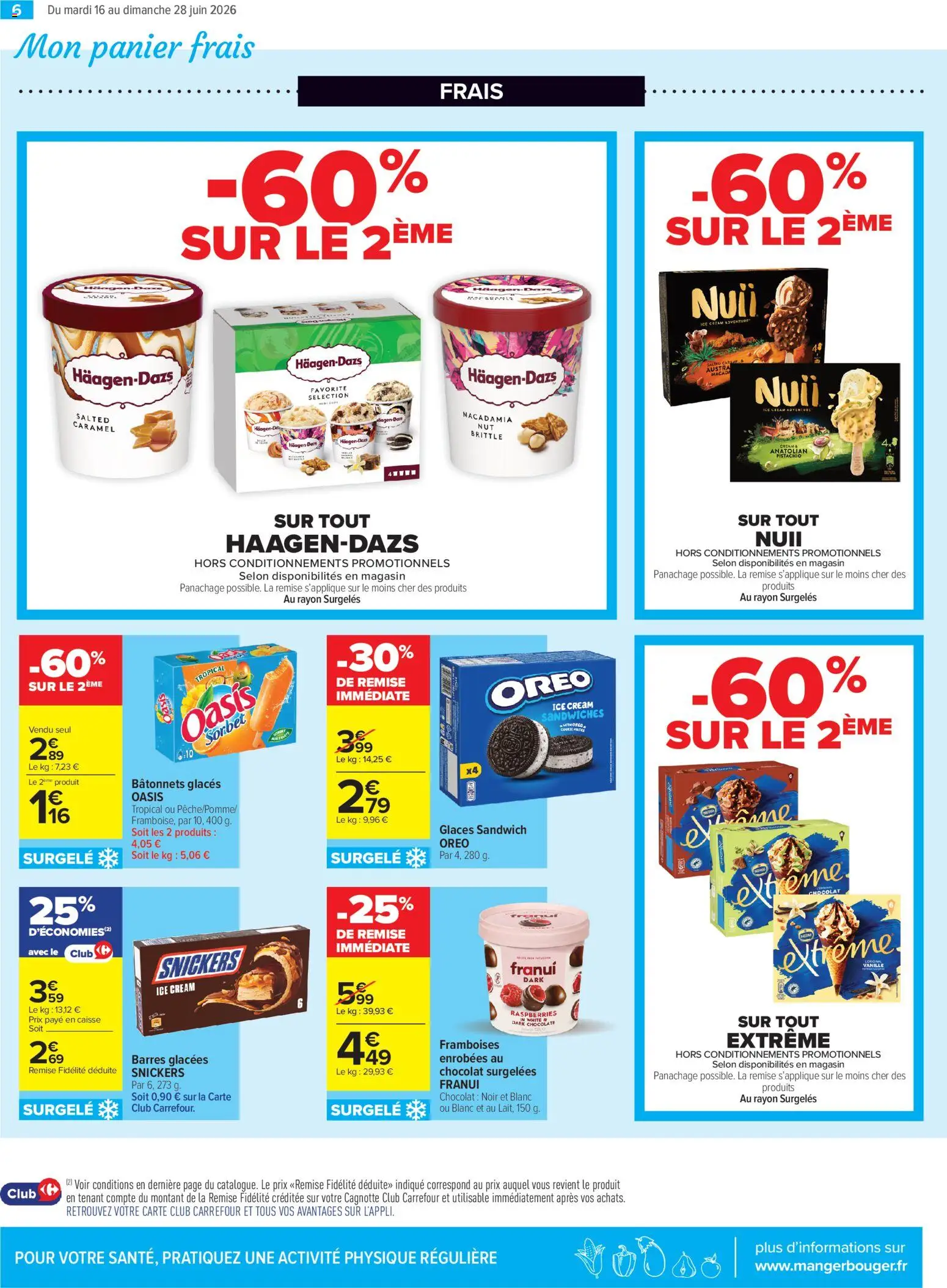 {H1} | Page: 6 | Produits: Glaces, Sandwich, Panier, Chocolat