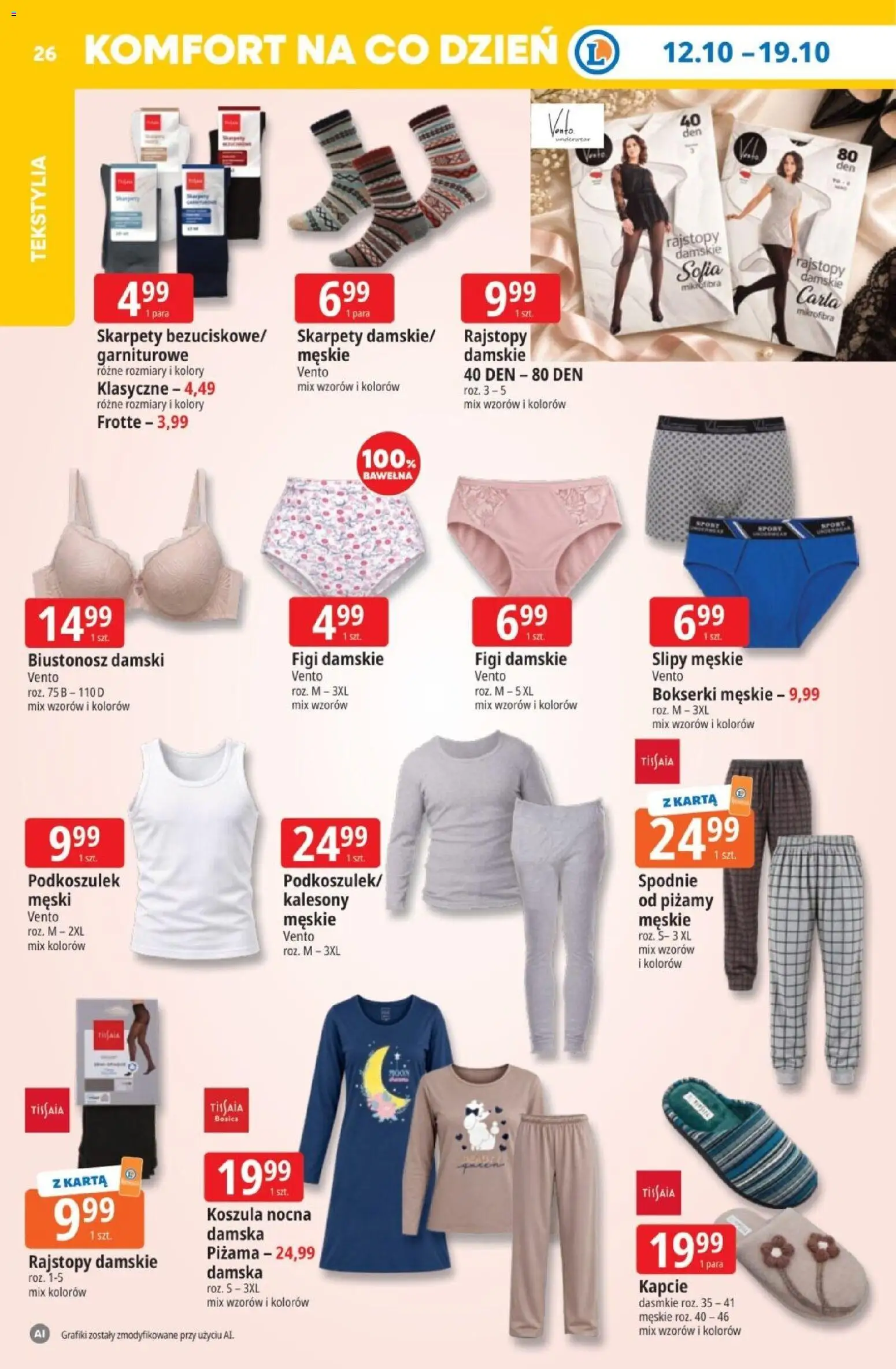 E.Leclerc gazetka - Tanio To Tu od 12.10.2026 | Strona: 26 | Produkty: Biustonosz, Skarpety, Bokserki, Kapcie
