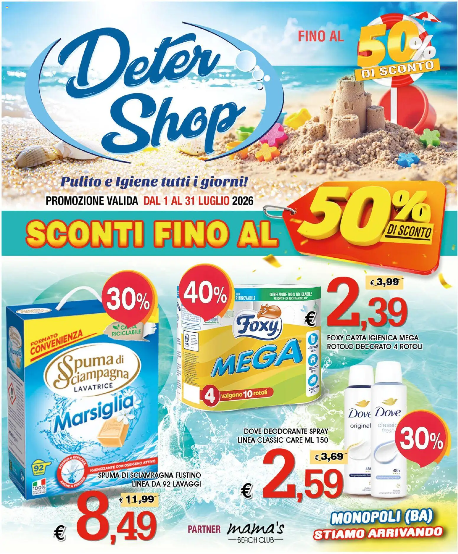 Volantino Deter Shop del 01/07/2026 | Pagina: 1 | Prodotti: Carta igienica, Deodorante, Lavatrice