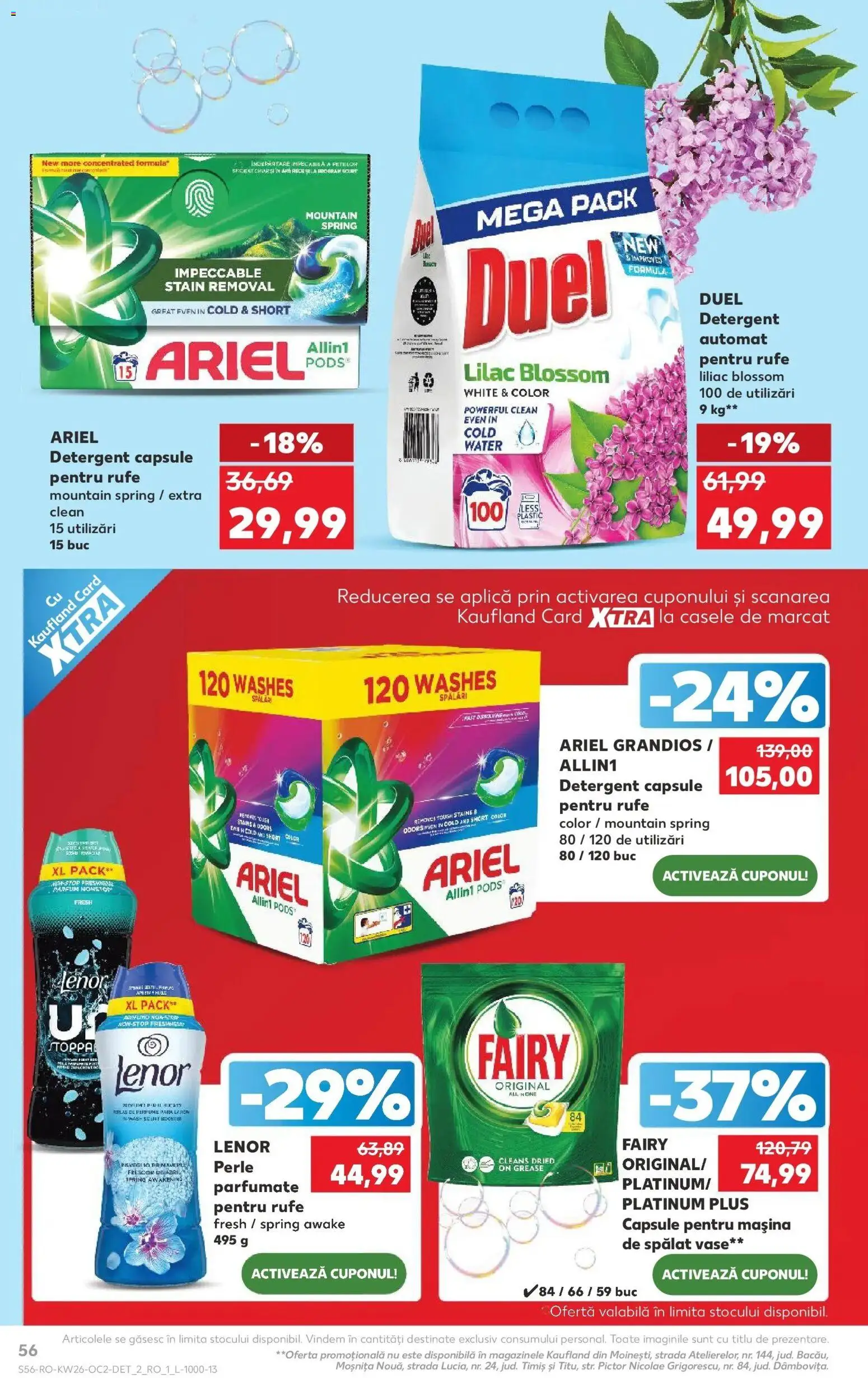 Noul catalog Kaufland – valabil de la 24.06.2026 | Pagină: 56 | Produse: Pară, Kedi Ödül Oyuncakları, Detergent, Capsule pentru mașina de spălat