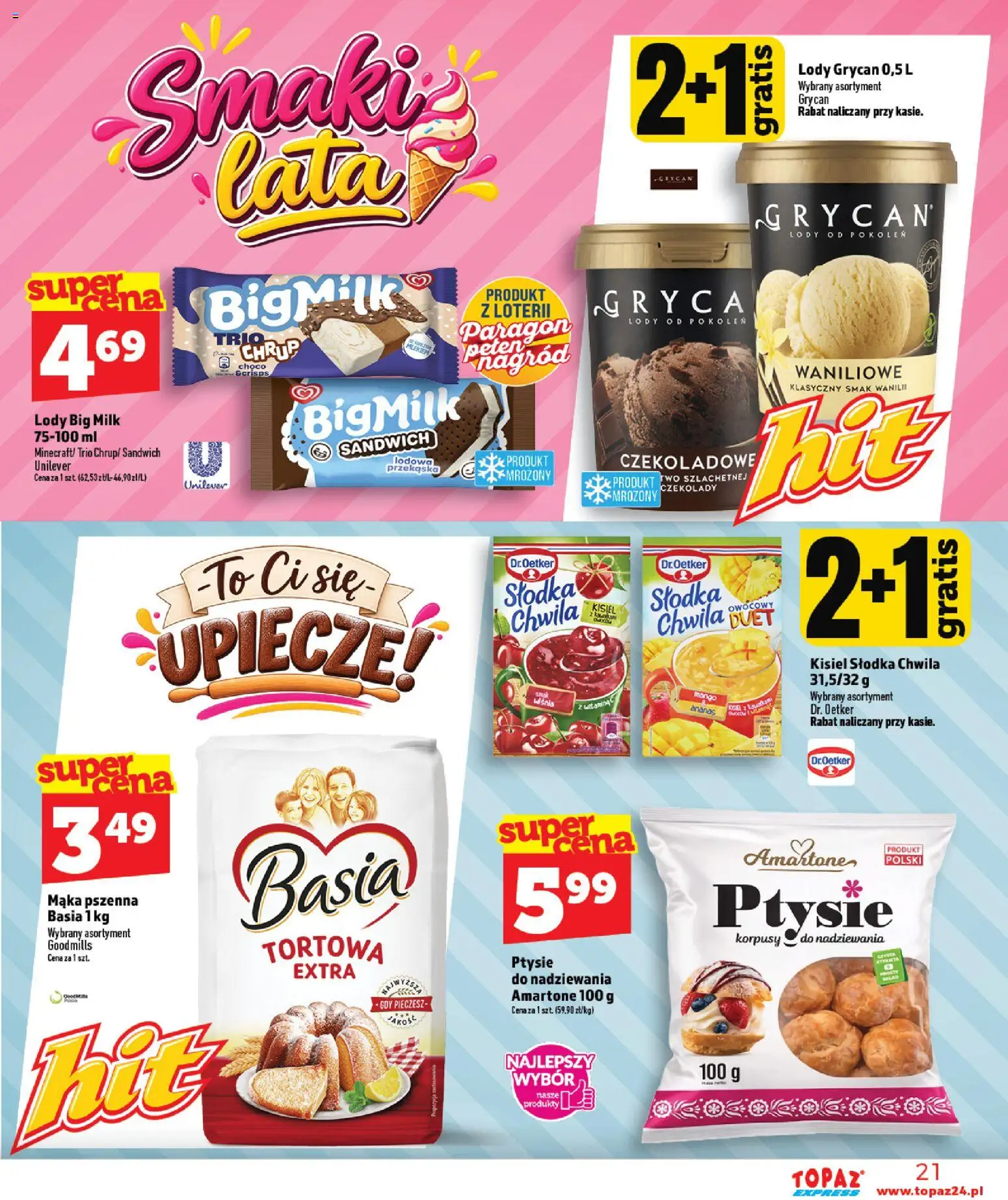 Topaz gazetka - Express od 10.09.2026 | Strona: 21 | Produkty: Kisiel, Lody Big Milk, Ananas, Lody