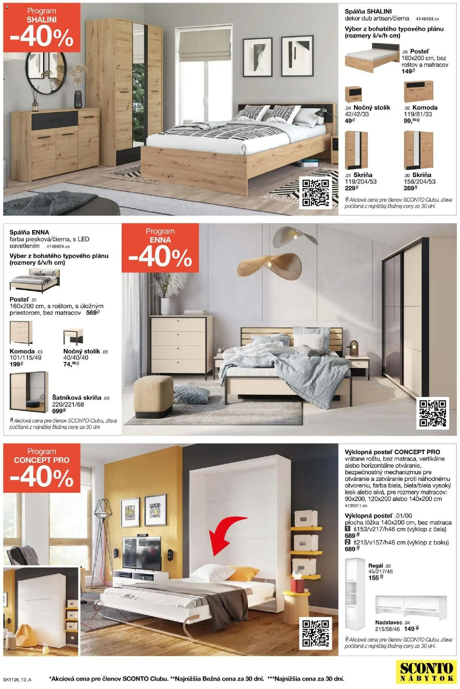 Nové Sconto nábytok akcie – leták je platný od 26.08.2026 | Strana: 13 | Produkty: Nábytok, Posteľ, Šatníková skriňa, Regál