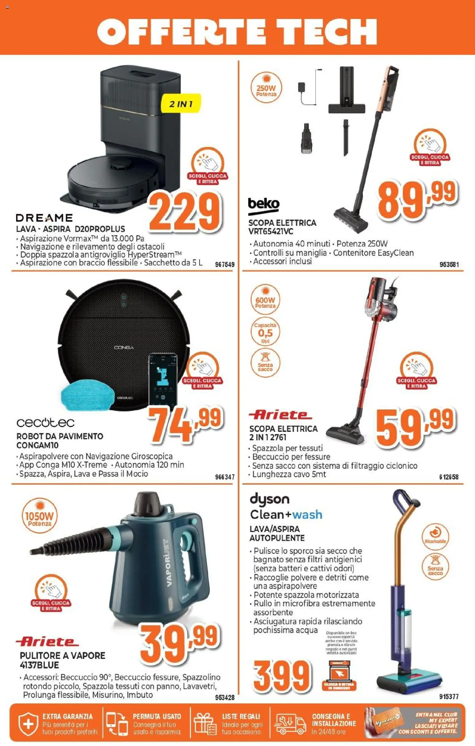 Volantino Expert del 04.06.2026 | Pagina: 19 | Prodotti: Pulitore a vapore, Navigazione, Dyson, Imbuto