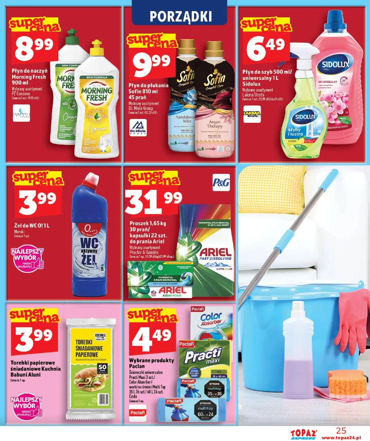 Topaz gazetka - Express od 03.09.2026 | Strona: 25 | Produkty: Płyn do płukania, Kapsułki, Proszek, Ariel