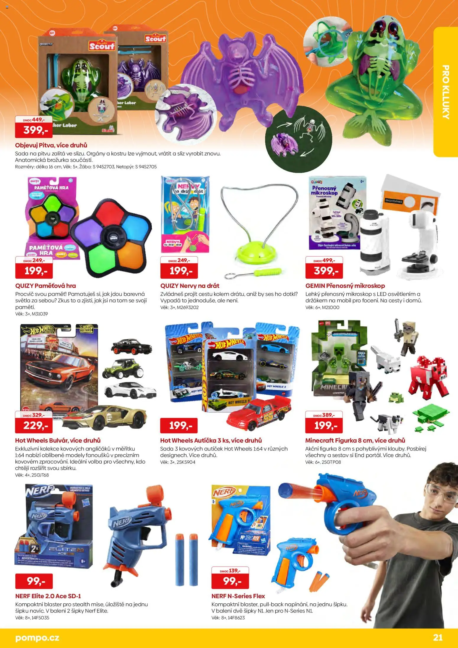 Pompo katalog Zpátky do školy 2026 od 20.07.2026 | Strana: 21 | Produkty: Nerf, Šipky, Hra, Mikroskop