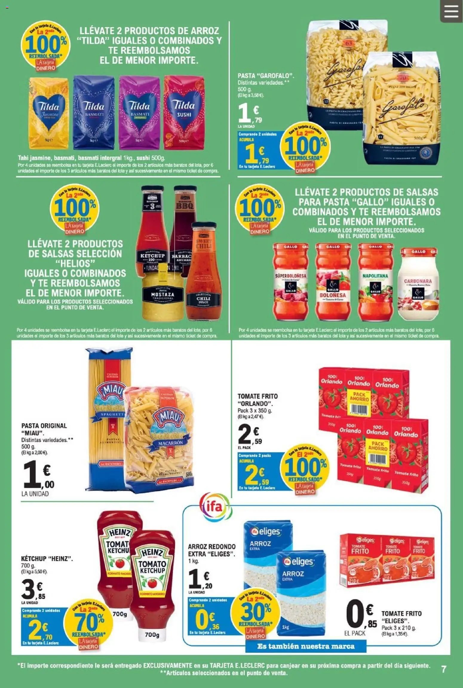 E.Leclerc Miranda de Ebro │ válido desde el 12/08/2026 | Página: 7 | Productos: Tomate, Pasta, Sal, Mostaza