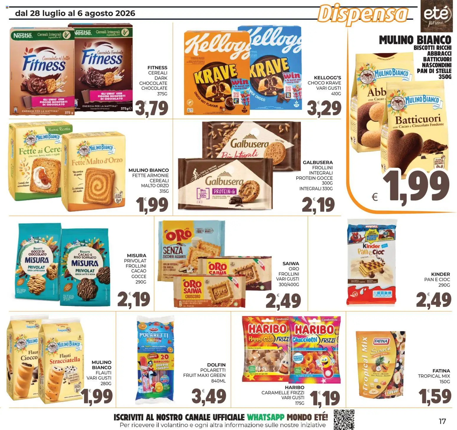 Volantino Eté del 28/07/2026 | Pagina: 17 | Prodotti: Cereali, Fiocchi, Mais, Stracciatella