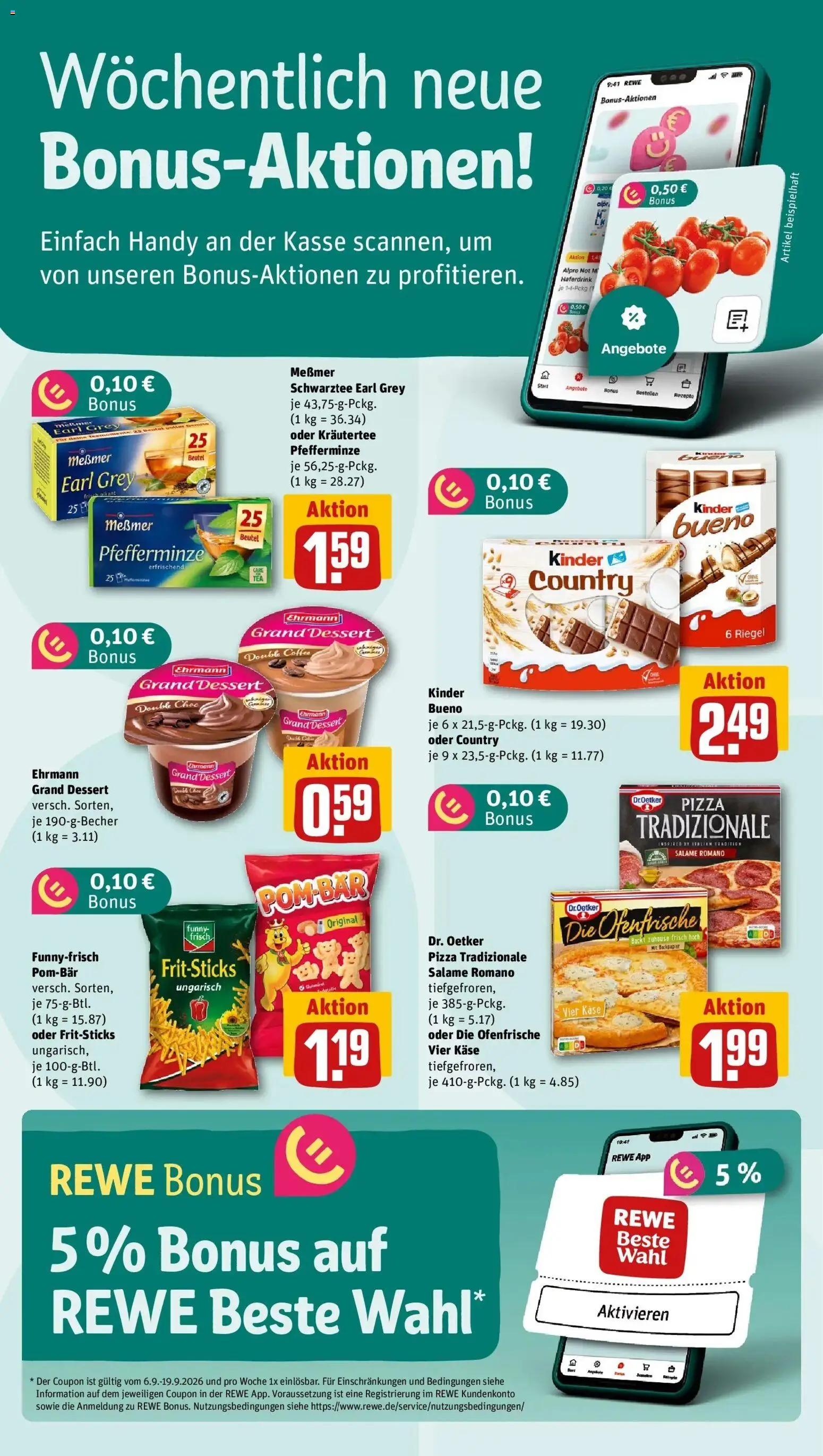REWE Prospekt ab 07.09.2026 zum Blättern » Angebote | Seite: 2 | Produkte: Käse, Ehrmann grand dessert, Haferdrink, Kräutertee